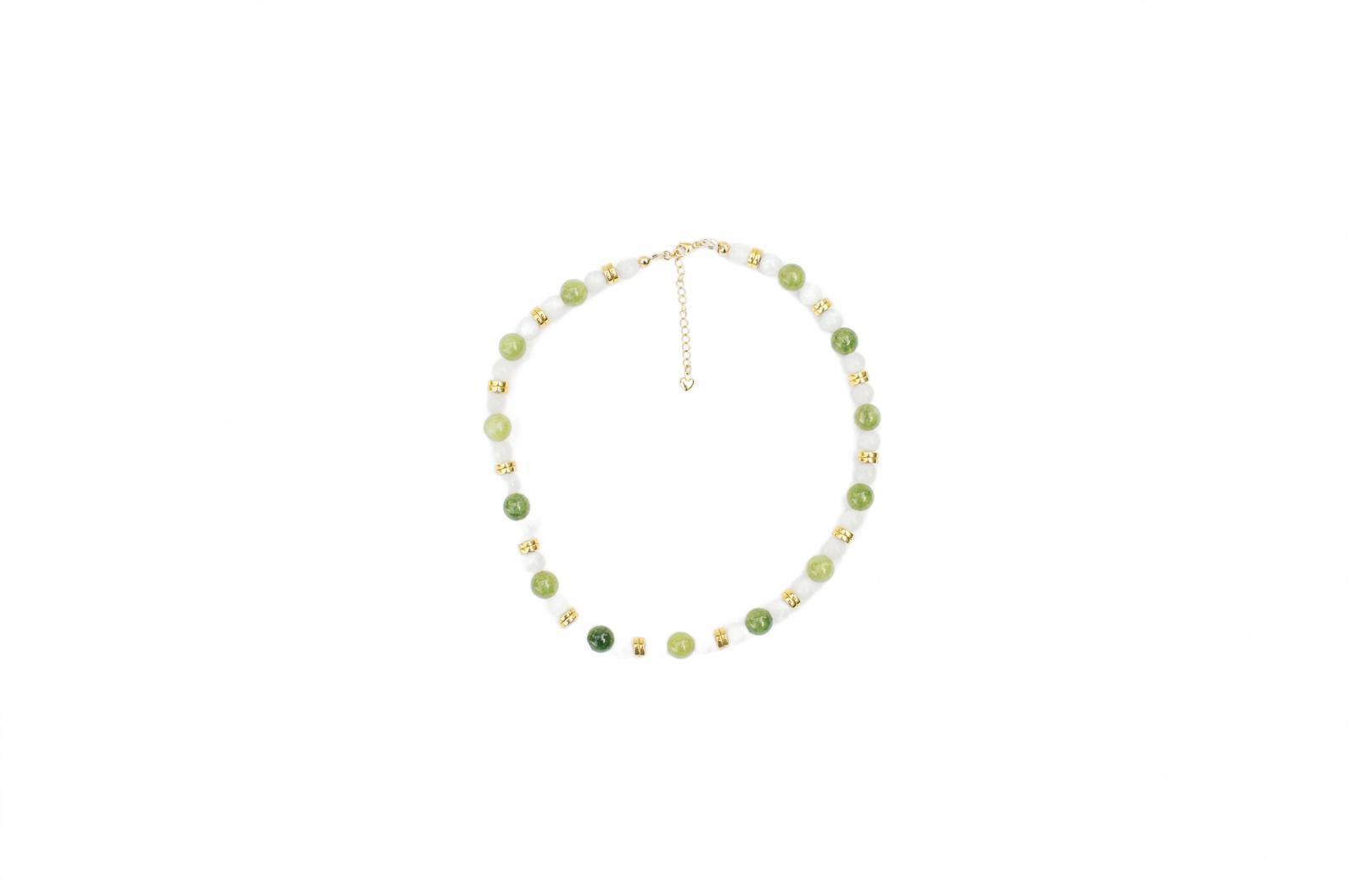 Green Peridot and White Moonstone Necklace