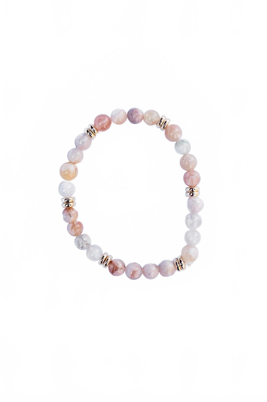 Peach Moonstone Beaded Bracelet