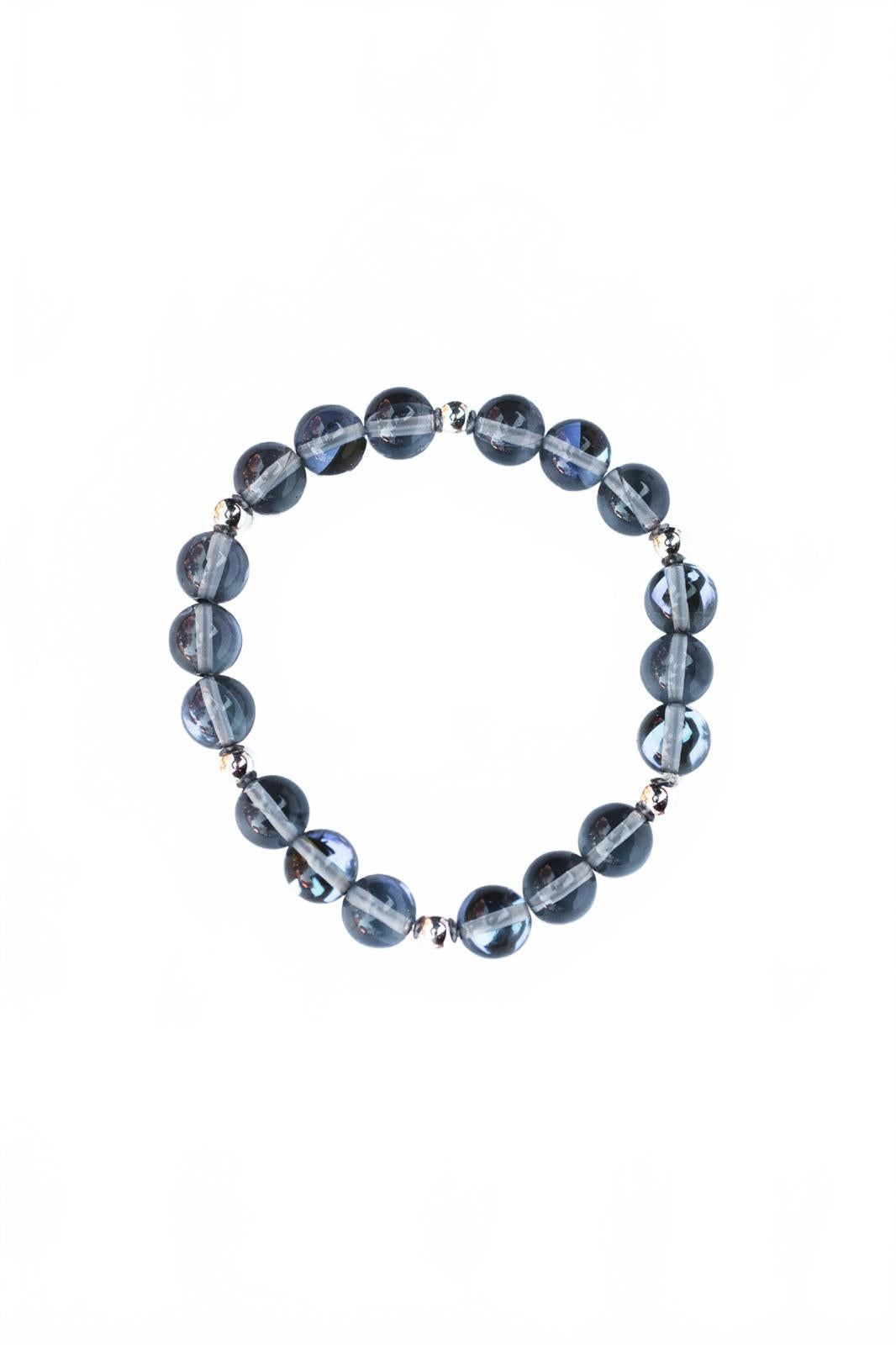 Smoky Quartz and Silver Beaded Bracelet