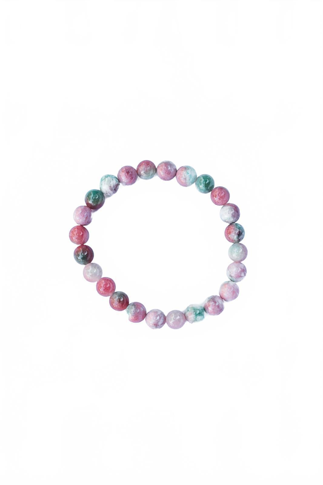 Watermelon Jade Beaded Bracelet