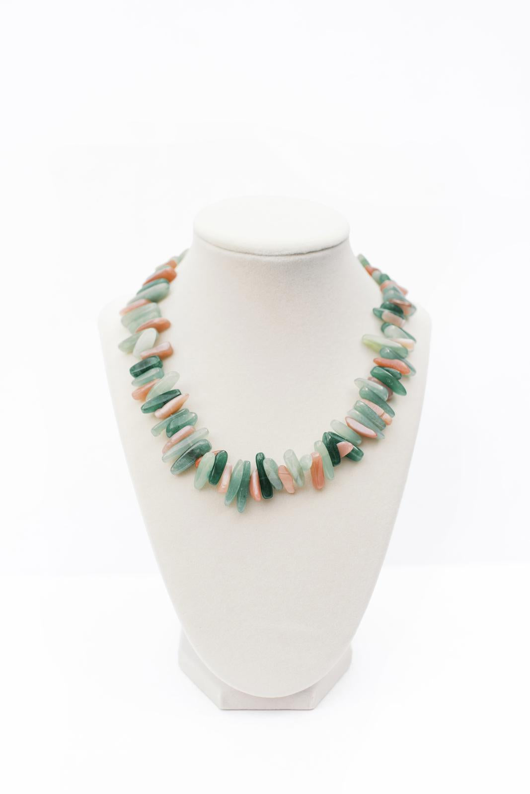 Jade and Rose Quartz Stone Necklace