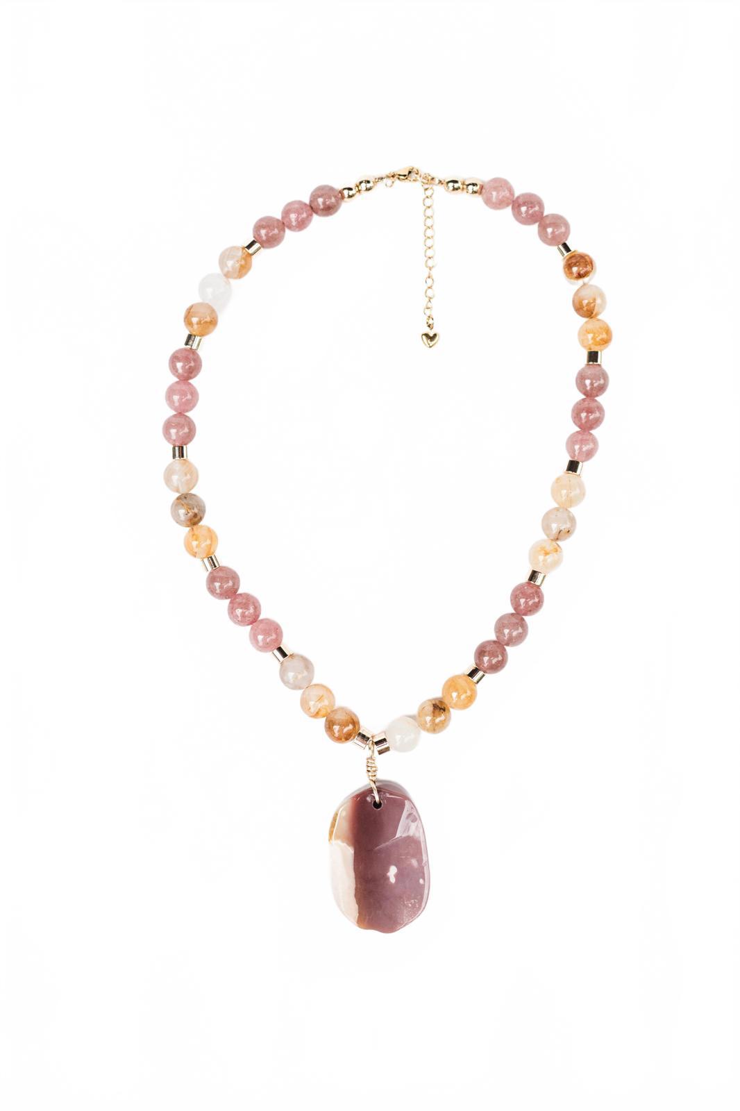 Strawberry and Rutilated Quartz Necklace