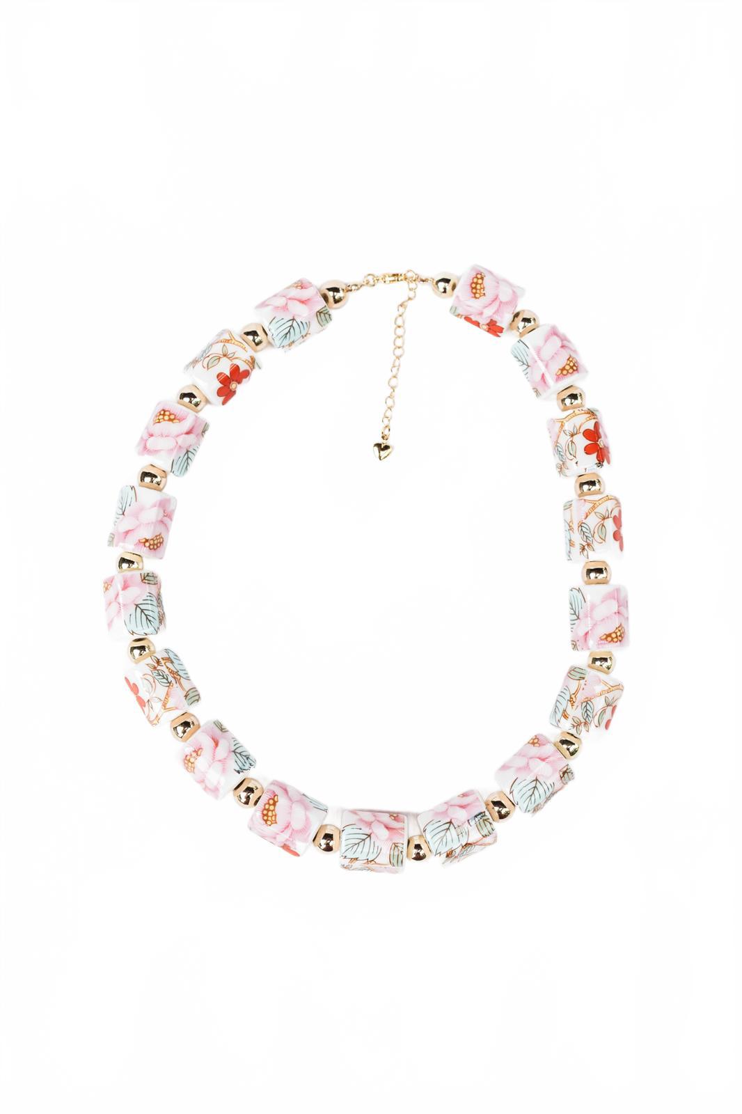 Floral and Gold Chunky Beaded Necklace