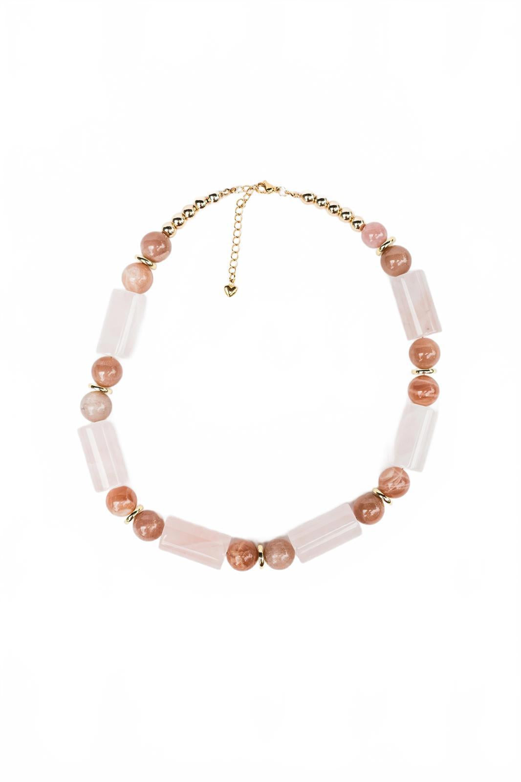 Rose Quartz and Peach Moonstone Necklace