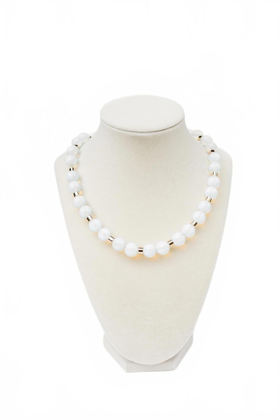 Clear Opalite and Gold Beaded Necklace
