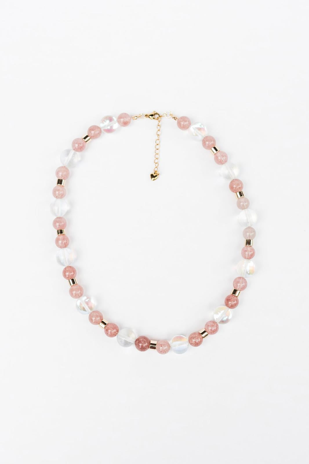 Strawberry Quartz and Clear Faceted Quartz Necklace