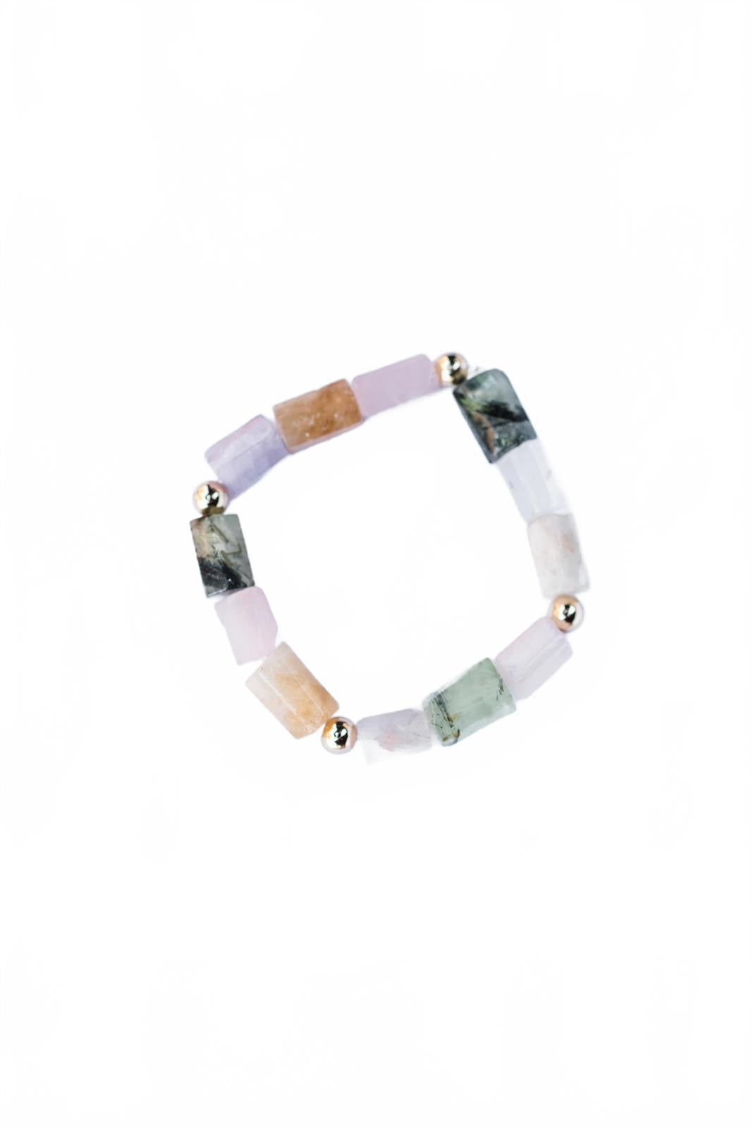 Mixed Colorful Quartz Cylinder Beaded Bracelet