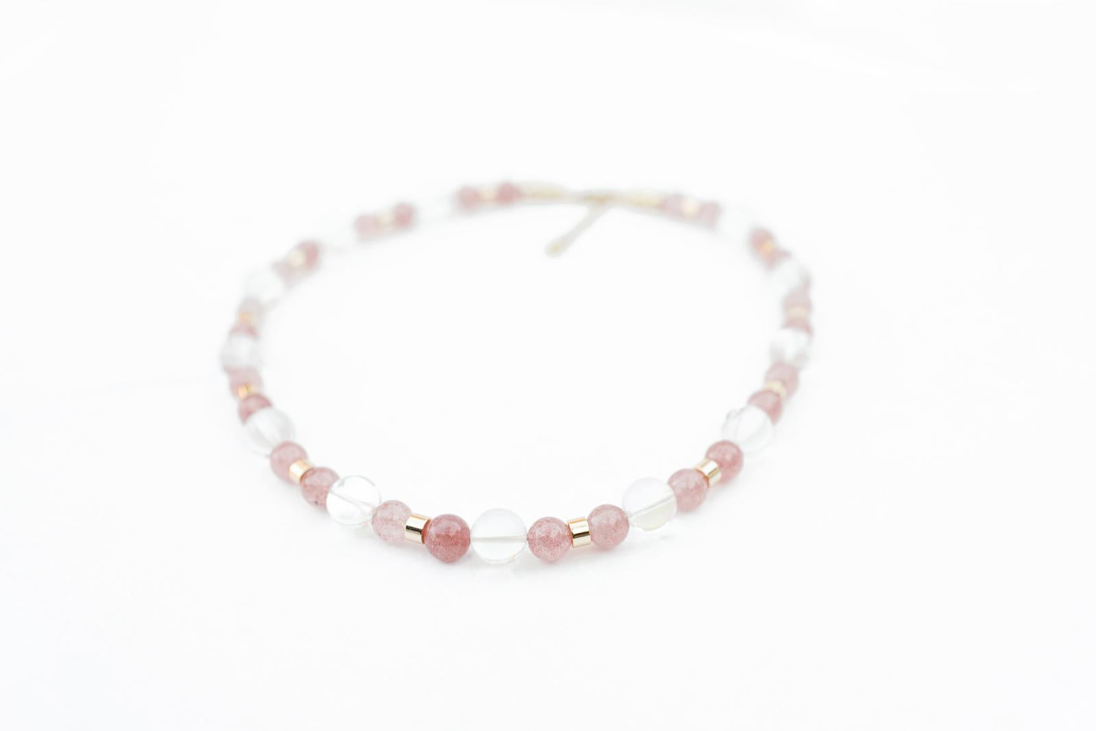 Strawberry Quartz and Clear Faceted Quartz Necklace