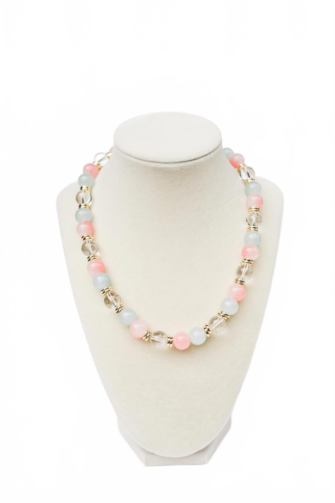 Pastel and Clear Quartz Beaded Necklace