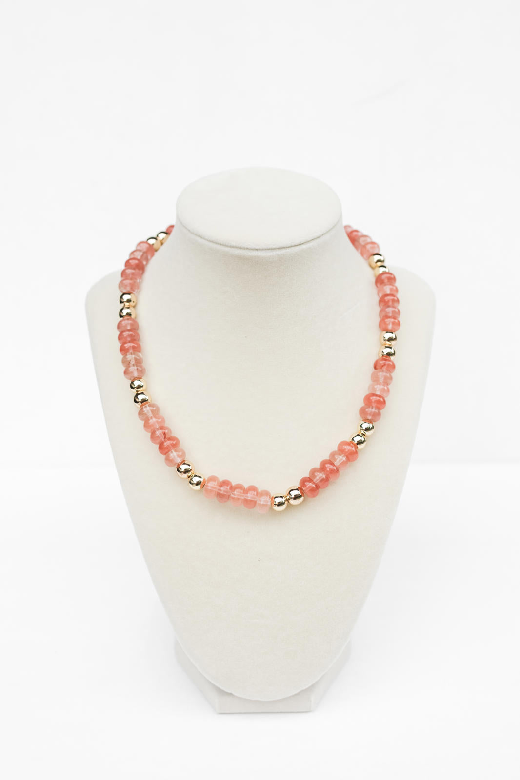 Rose Quartz and Gold Beaded Candy Necklace
