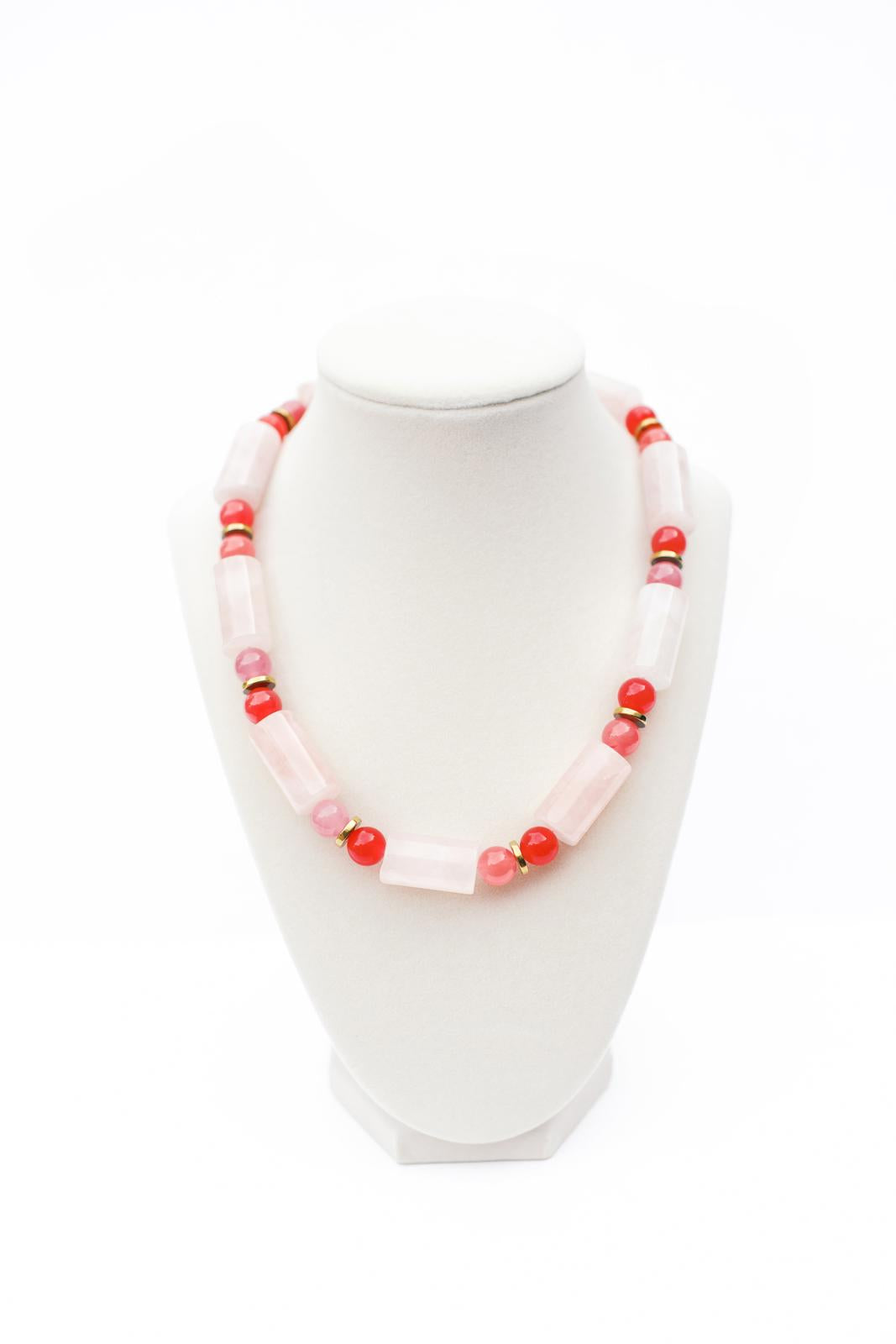 Rose and Red Quartz Necklace