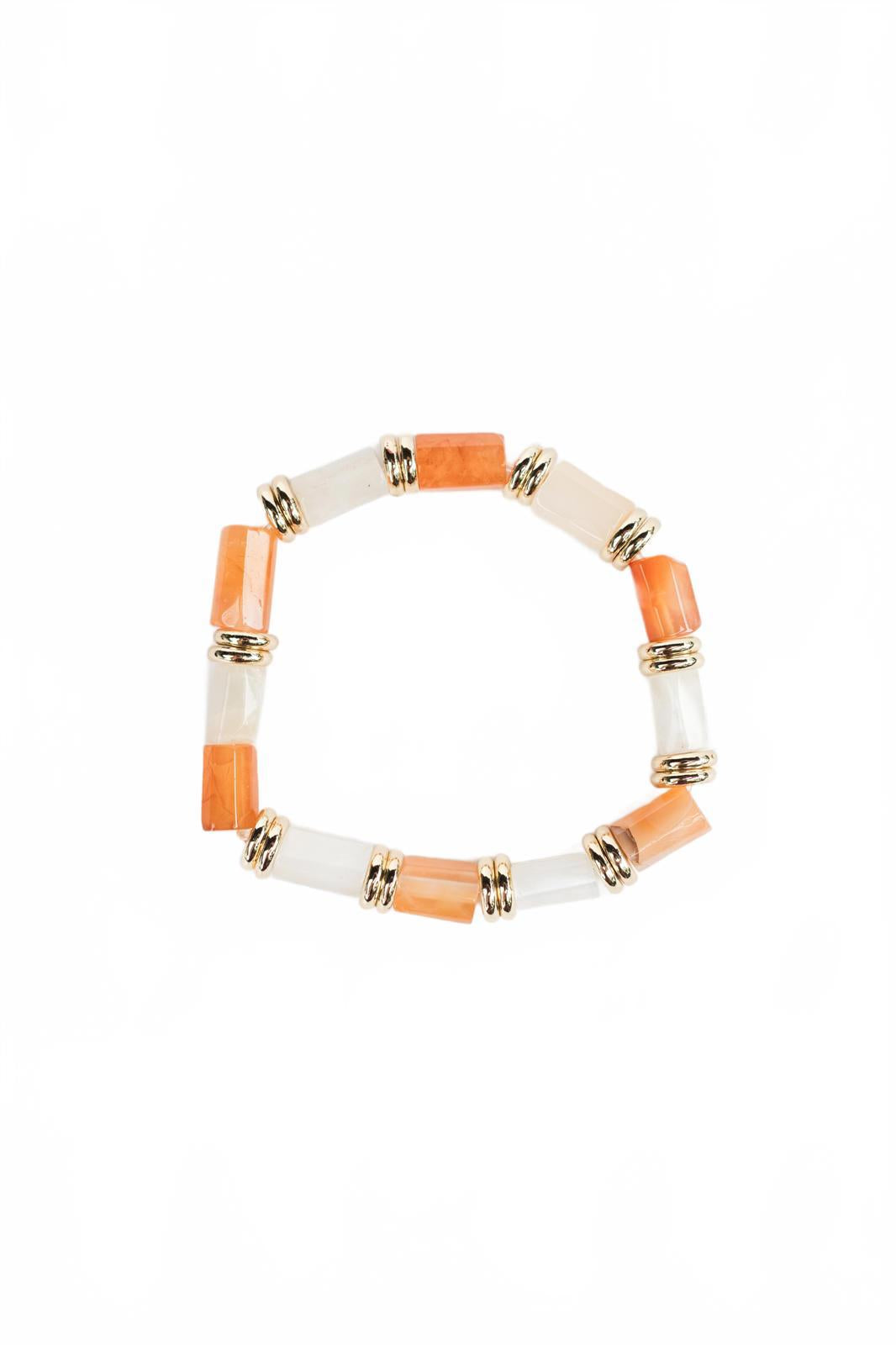Orange Aventurine and Moonstone Beaded Bracelet