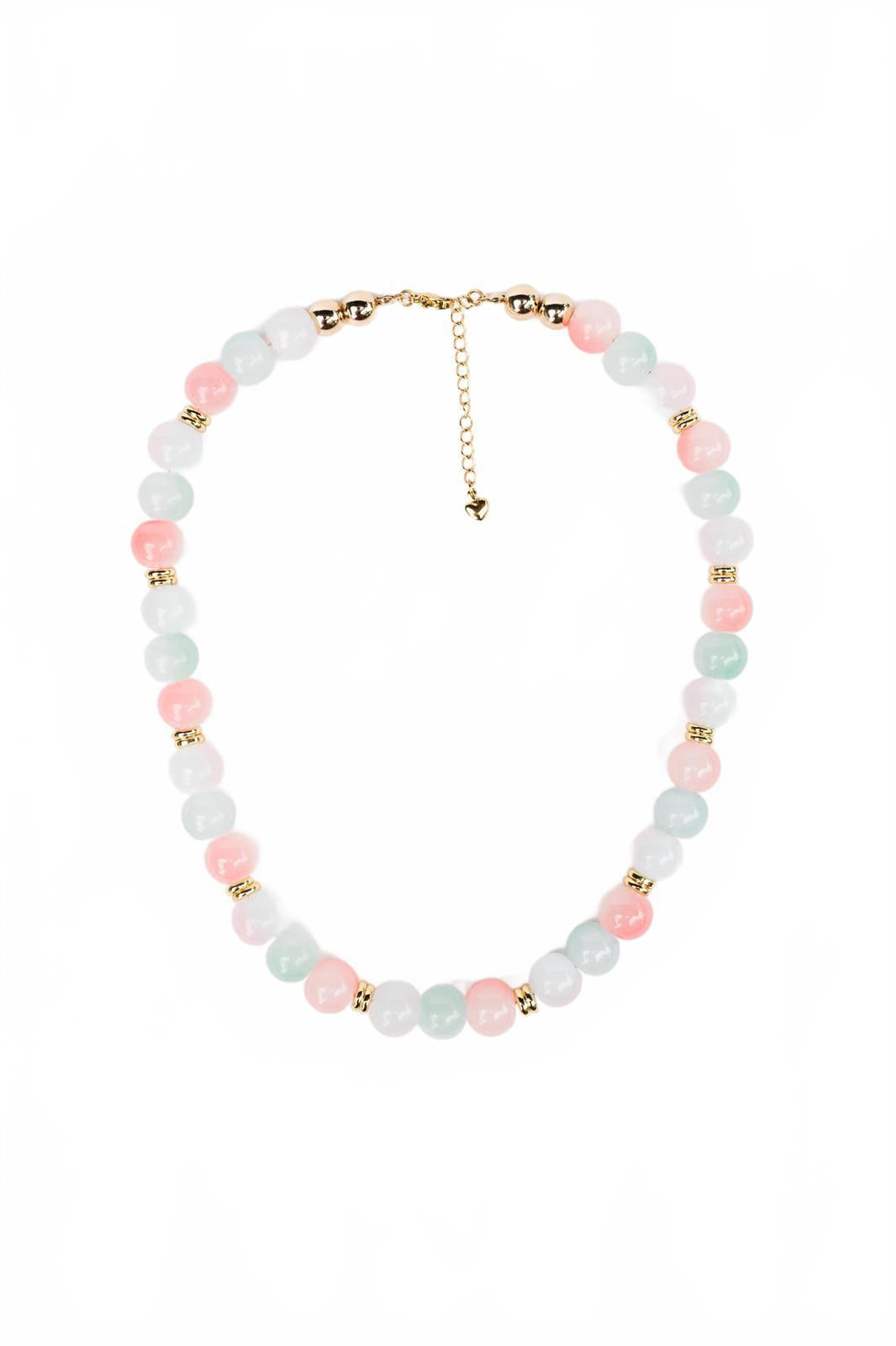Pastel Quartz and Gold Beaded Necklace