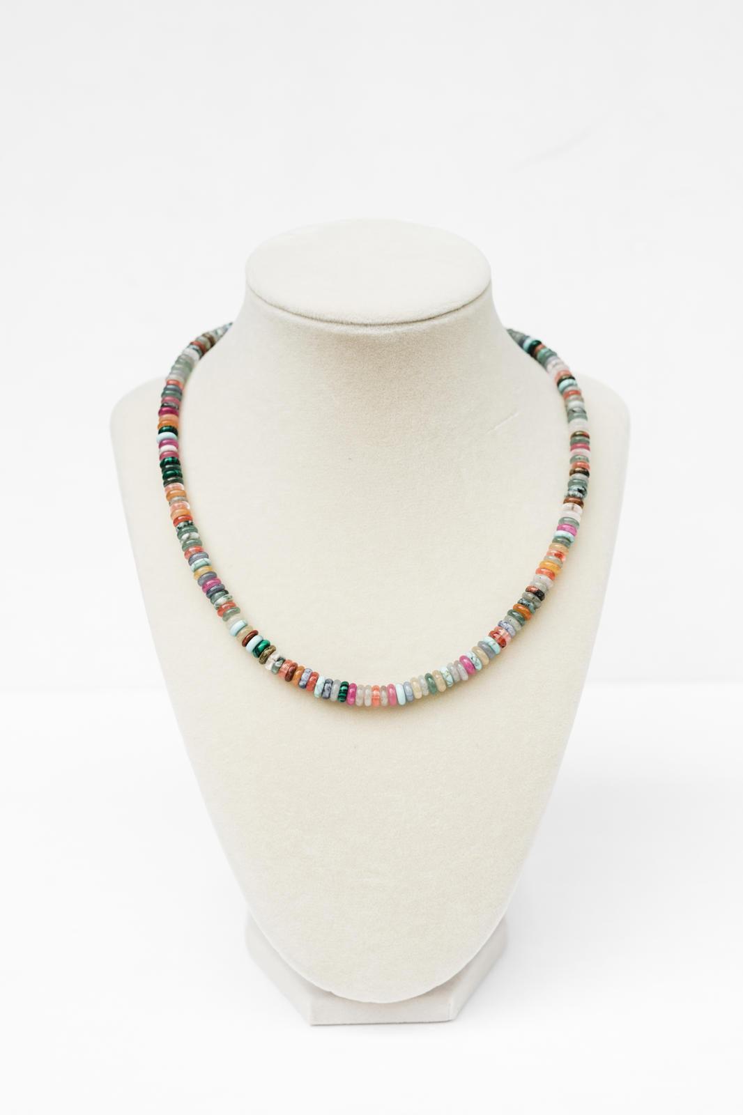 Mixed Color Jade and Jasper Candy Rondelle Beaded Necklace