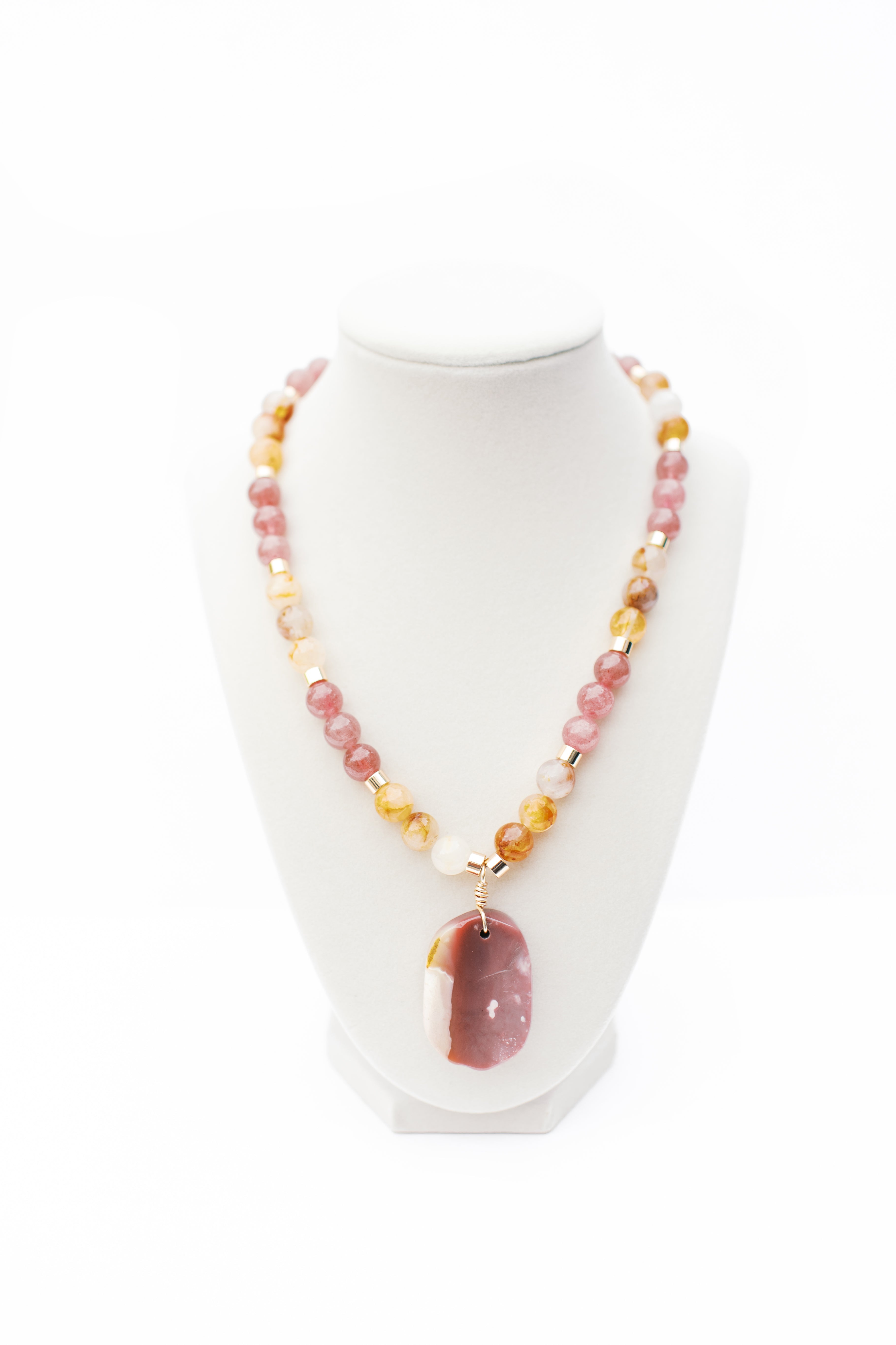 Strawberry and Rutilated Quartz Necklace