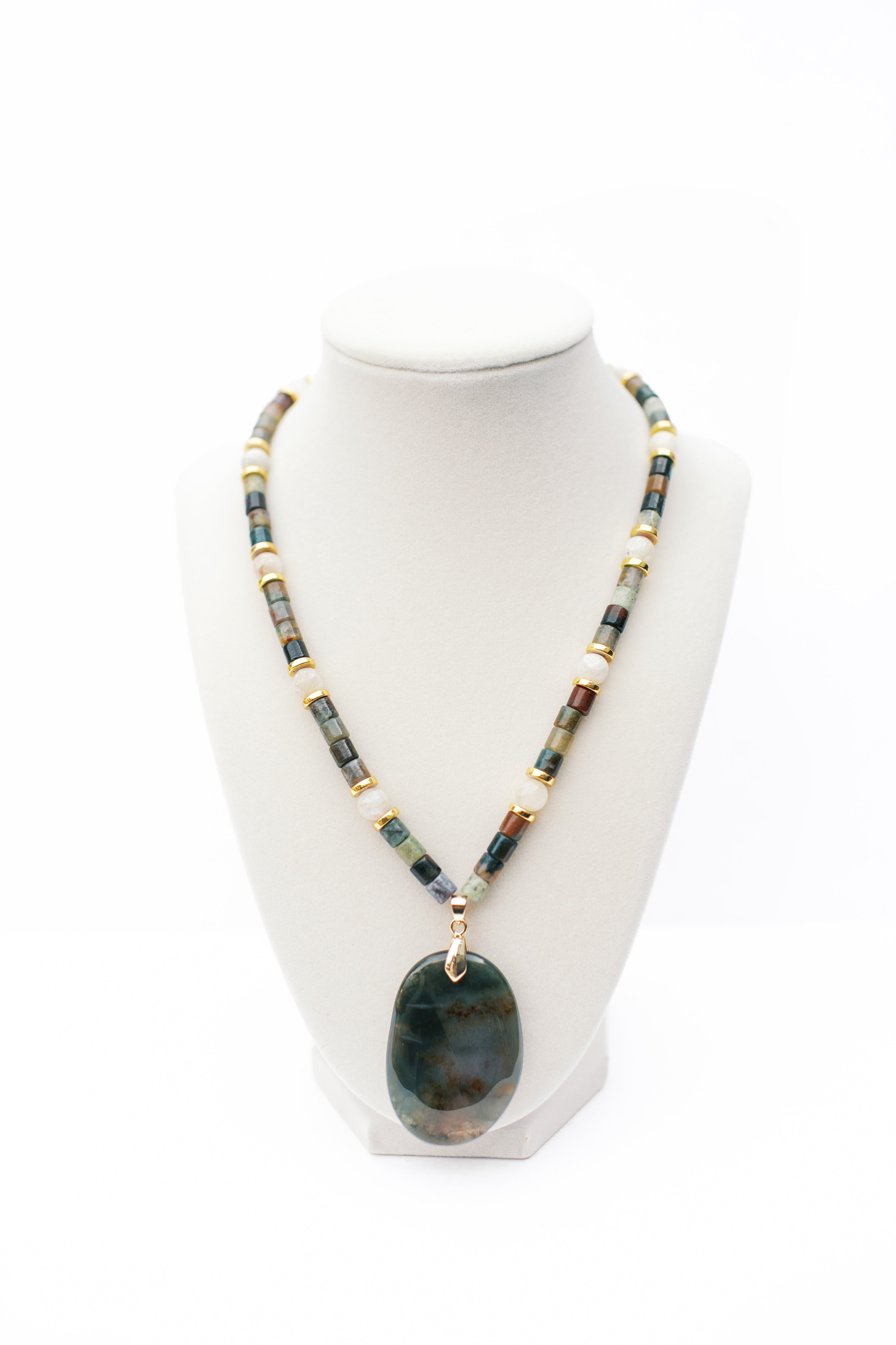 Green Jasper and Moonstone Necklace