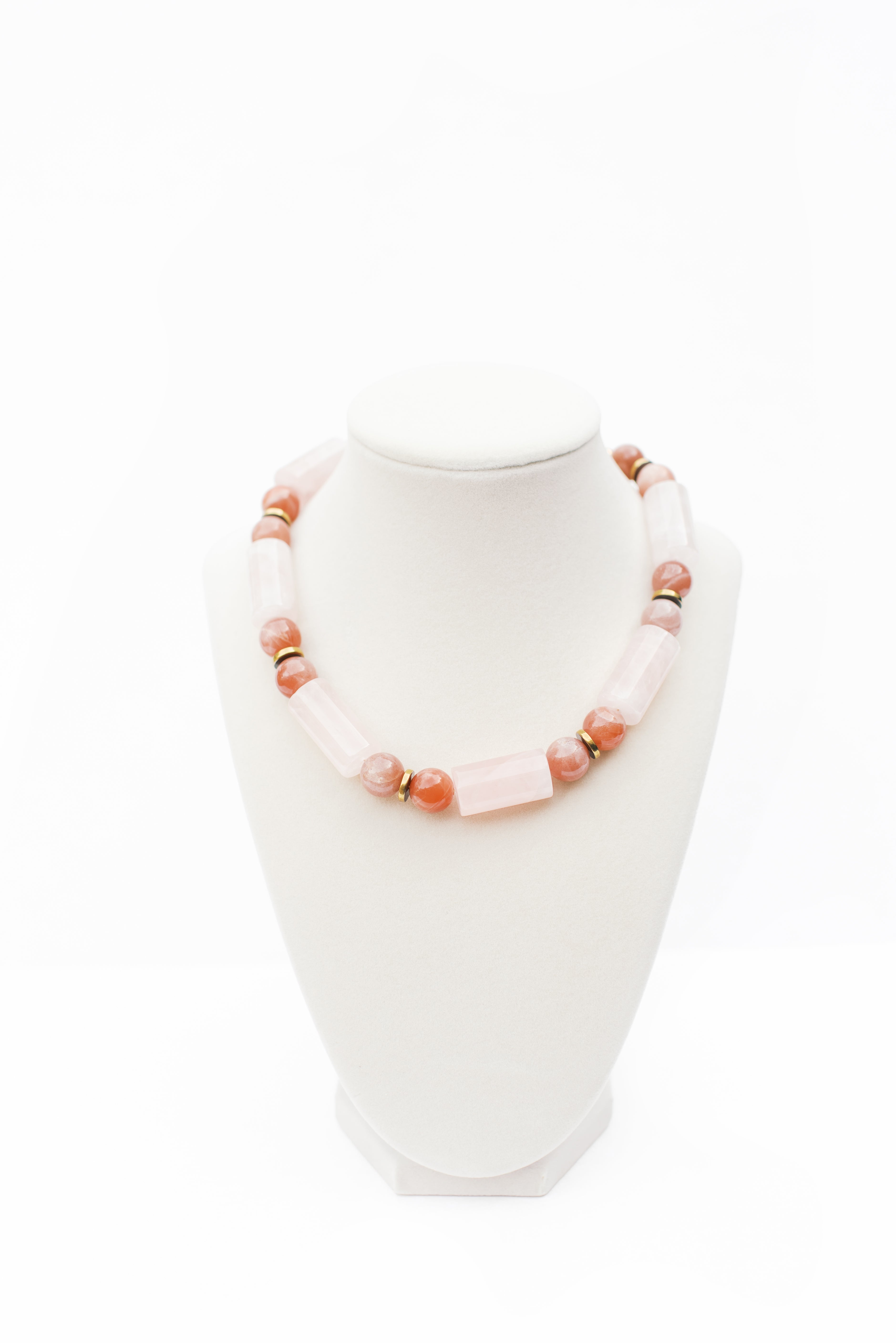 Rose Quartz and Peach Moonstone Necklace