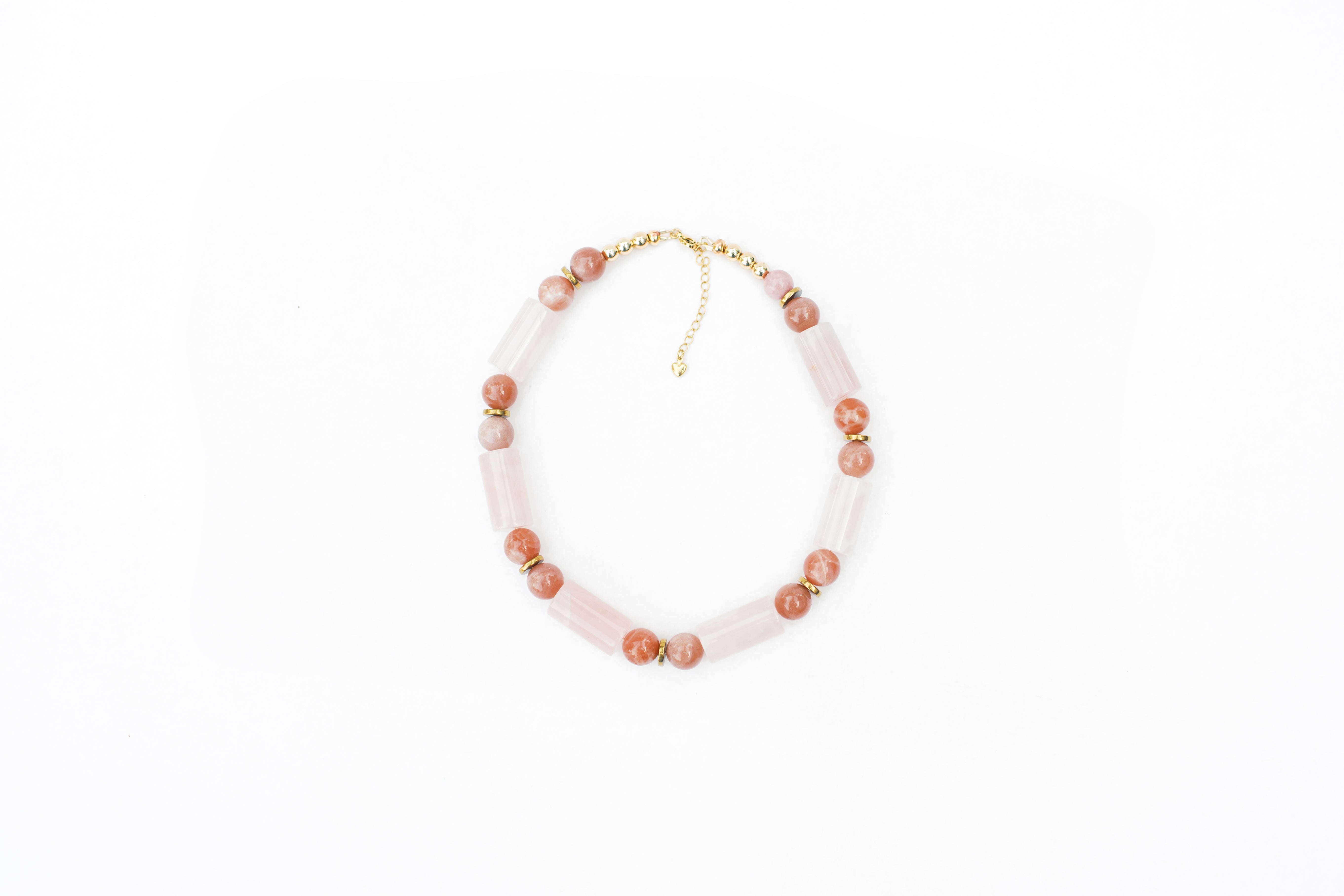 Rose Quartz and Peach Moonstone Necklace