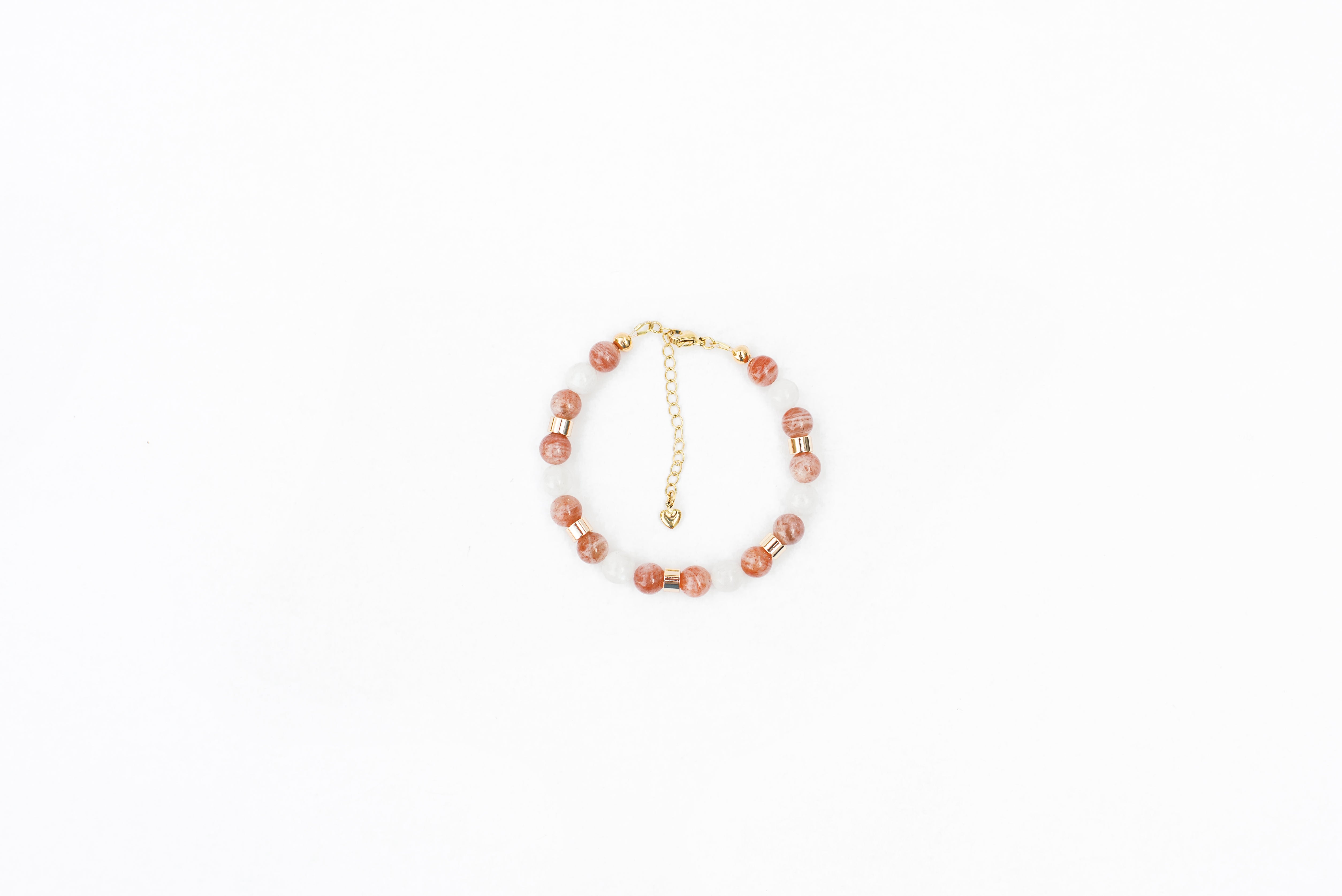 Peach and White Moonstone Bracelet
