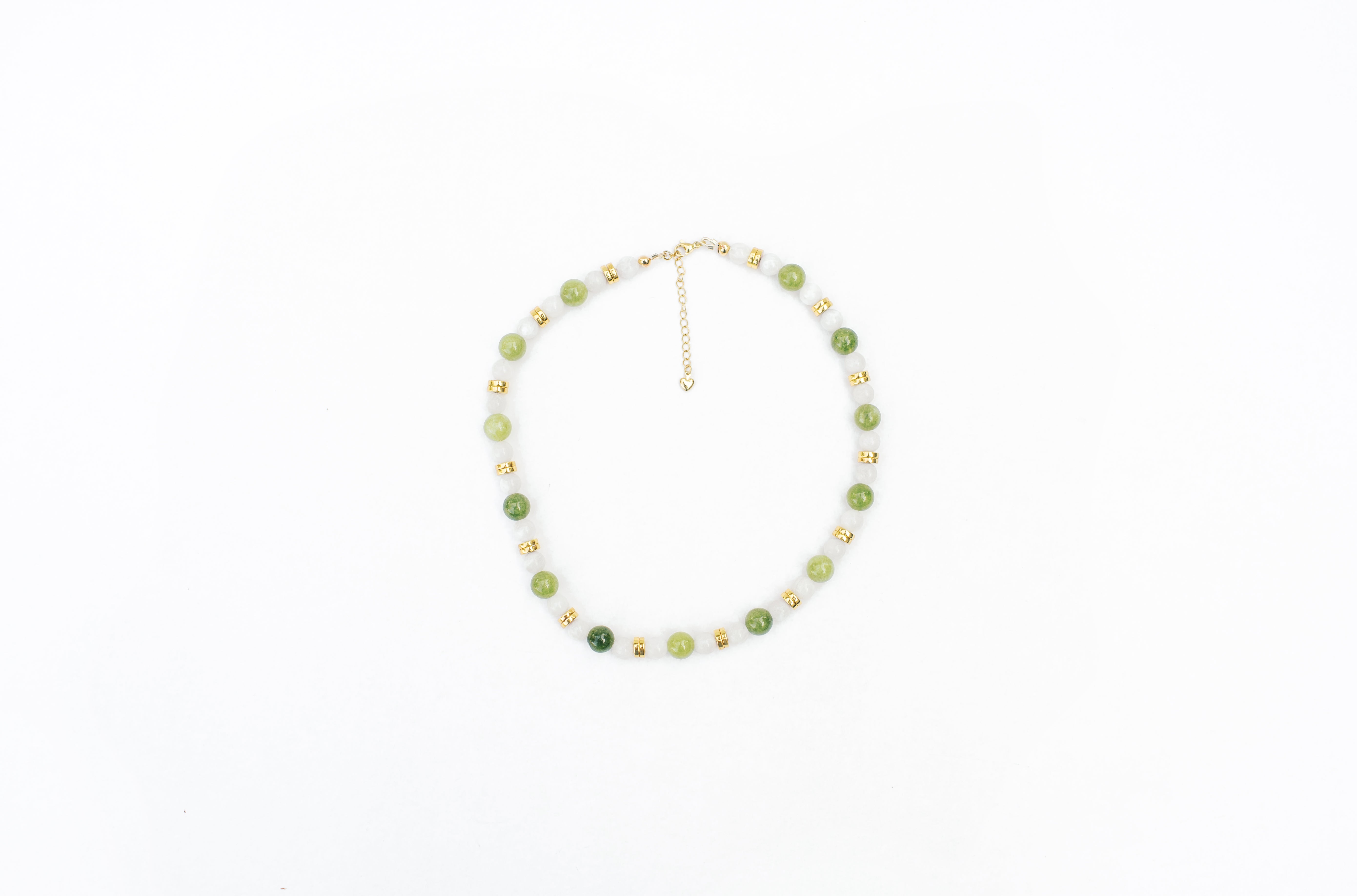 Green Peridot and White Moonstone Necklace