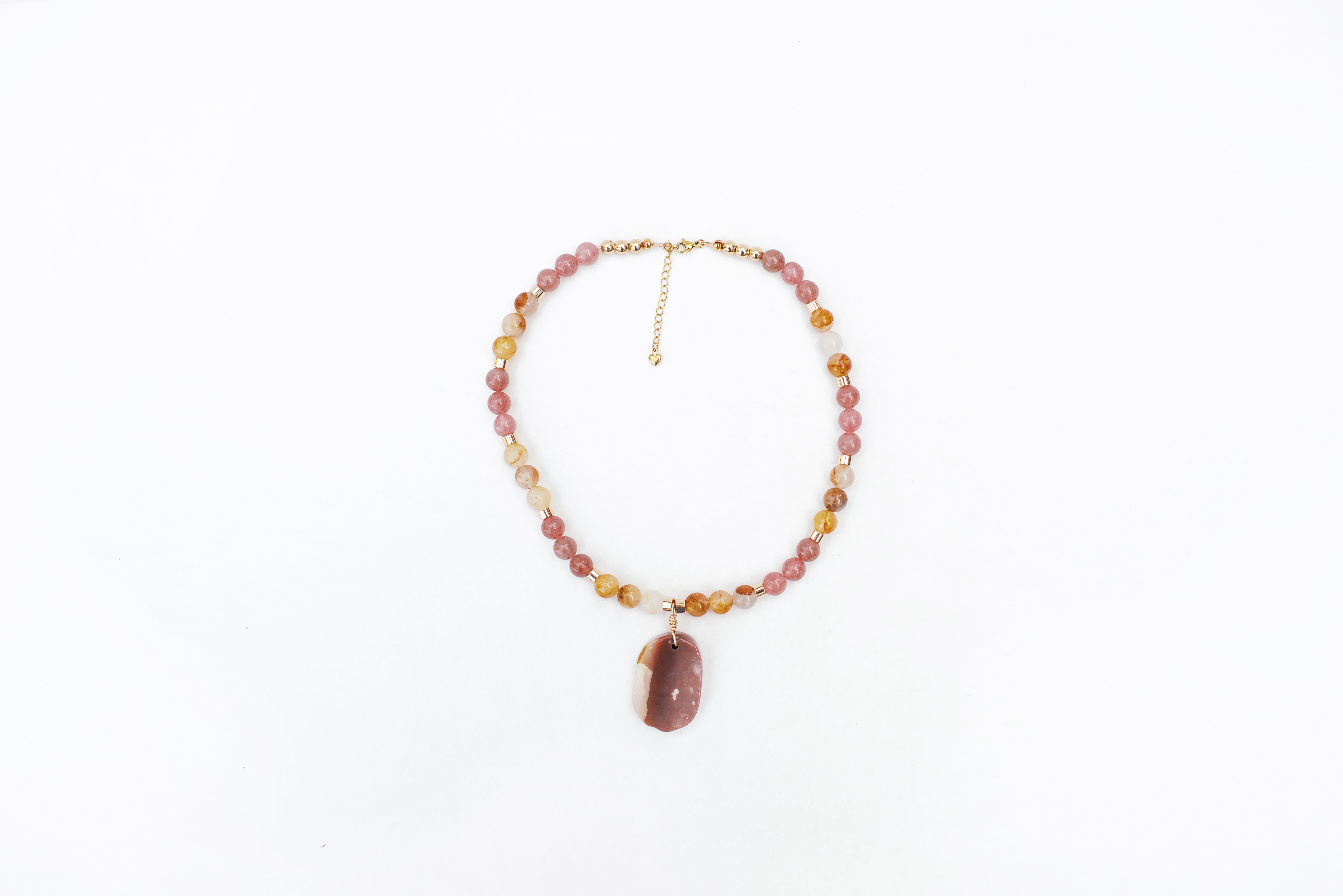 Strawberry and Rutilated Quartz Necklace