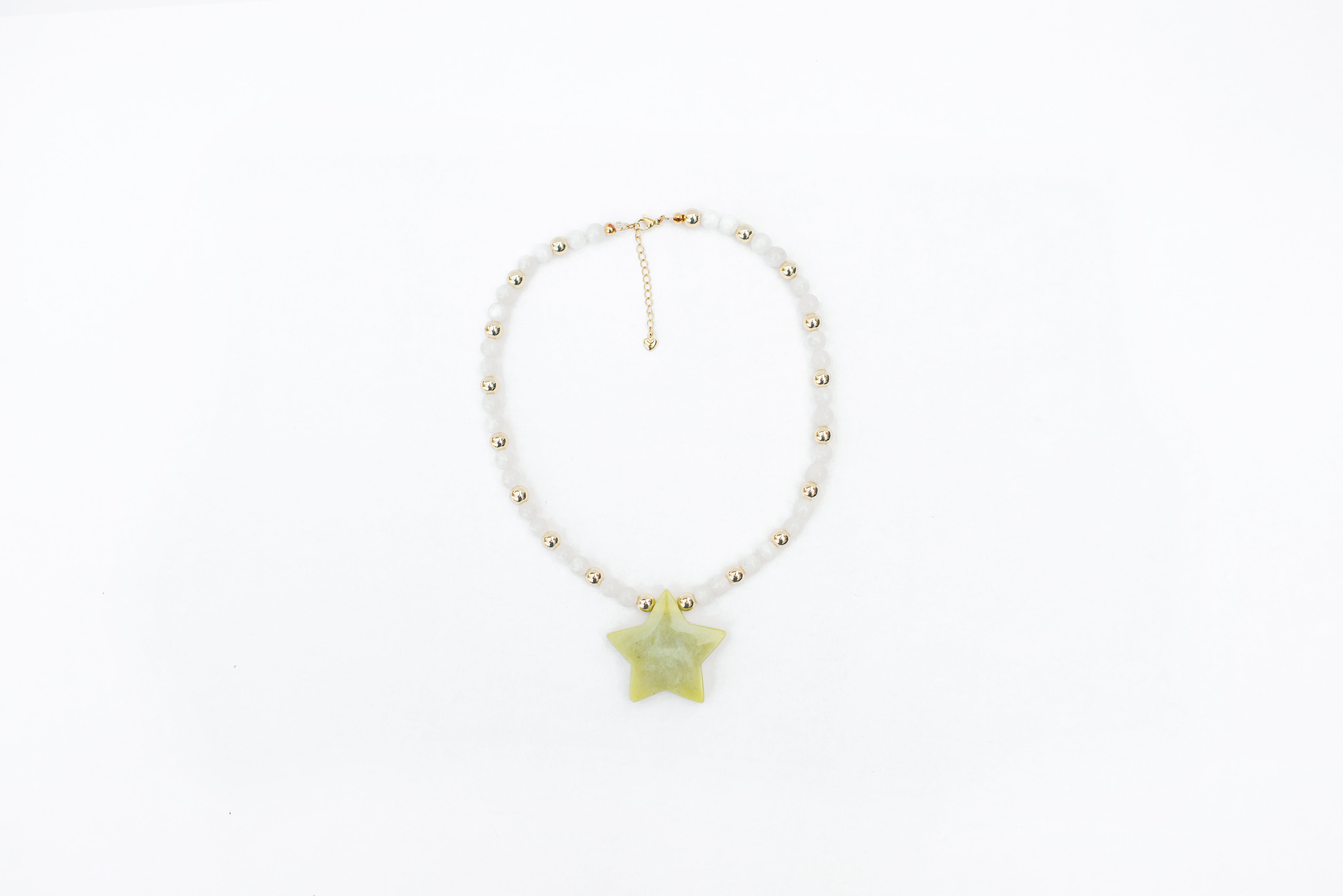 White Moonstone and Green Aventurine Star Necklace