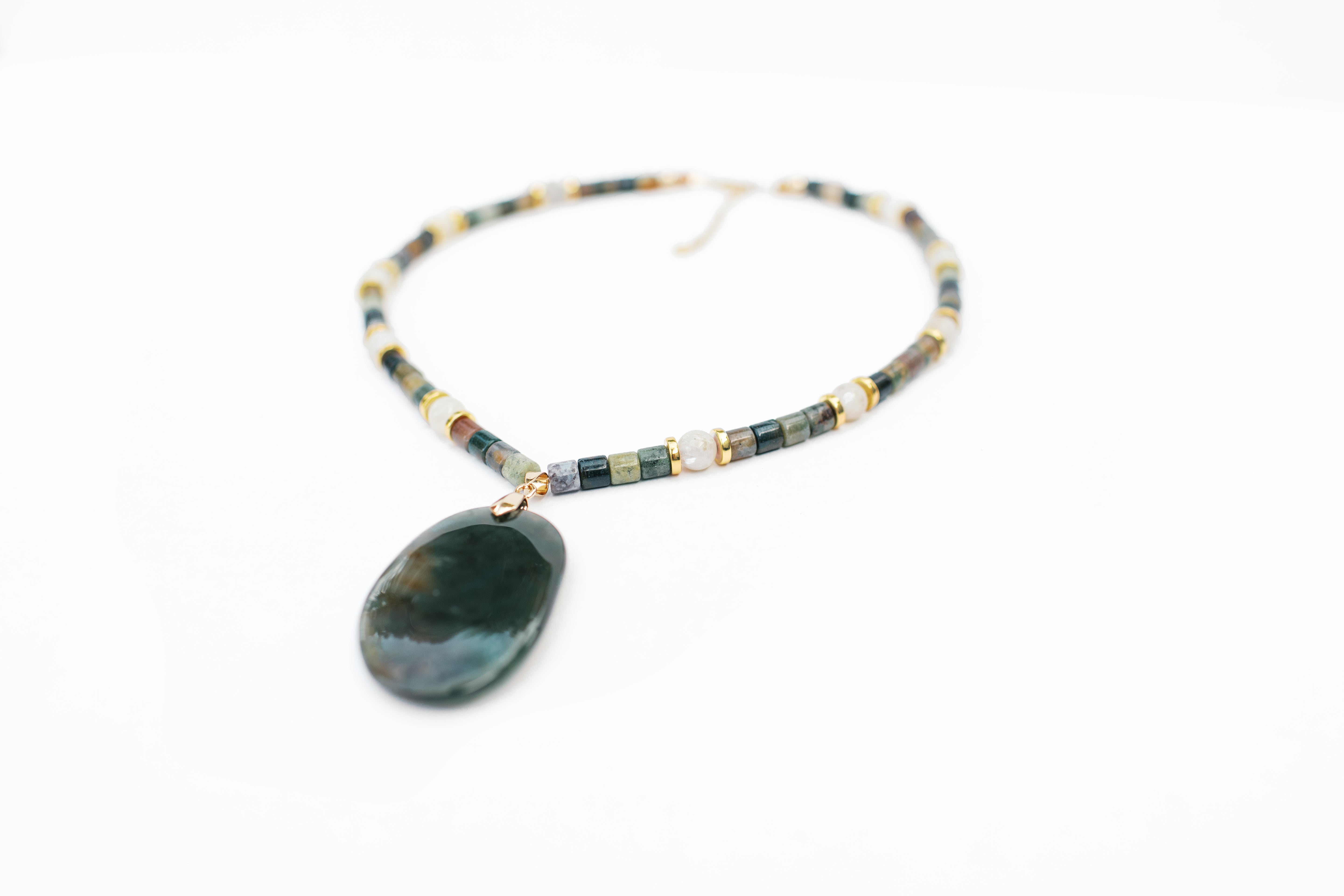 Green Jasper and Moonstone Necklace