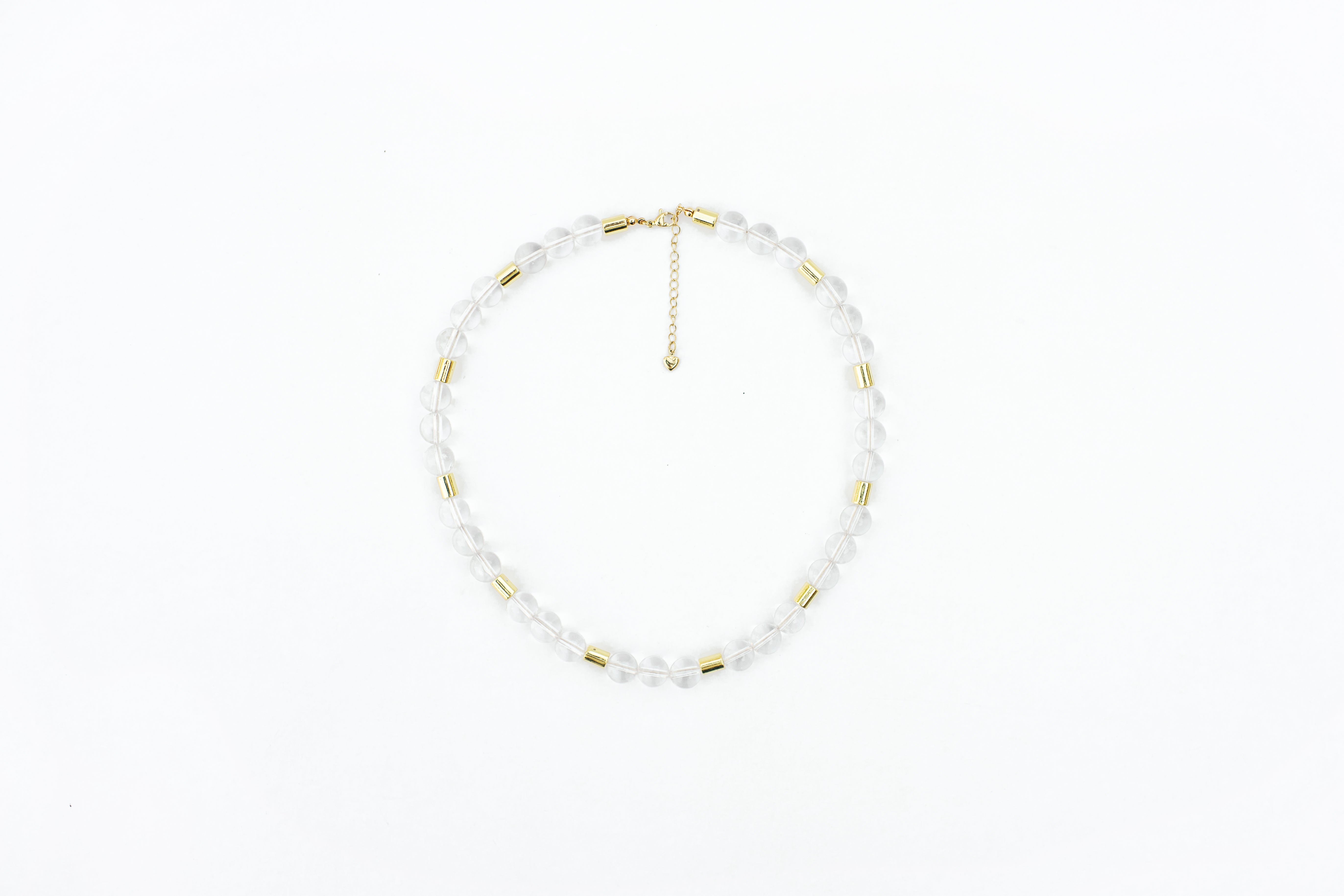 Clear Quartz and Gold Cylinder Necklace