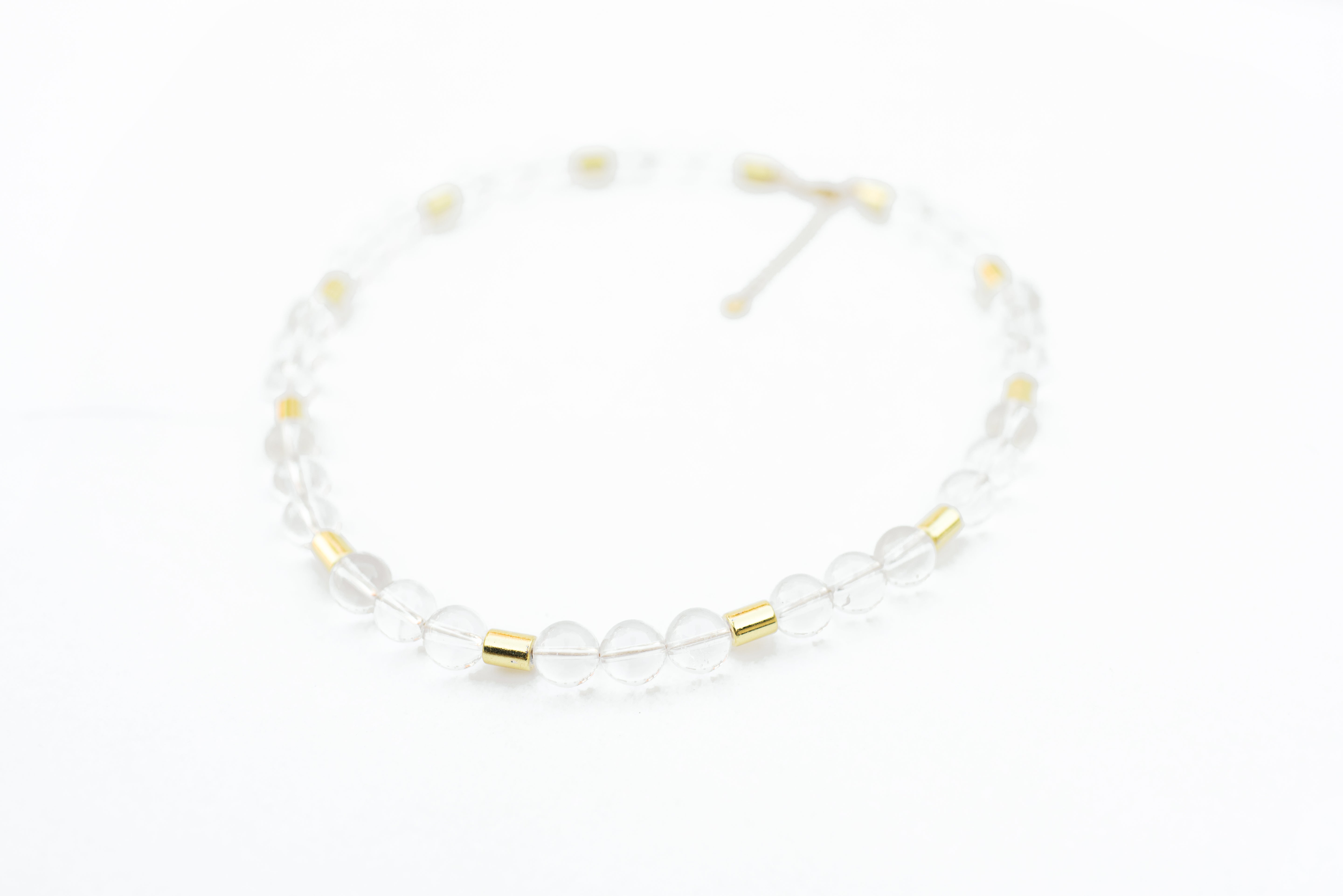 Clear Quartz and Gold Cylinder Necklace