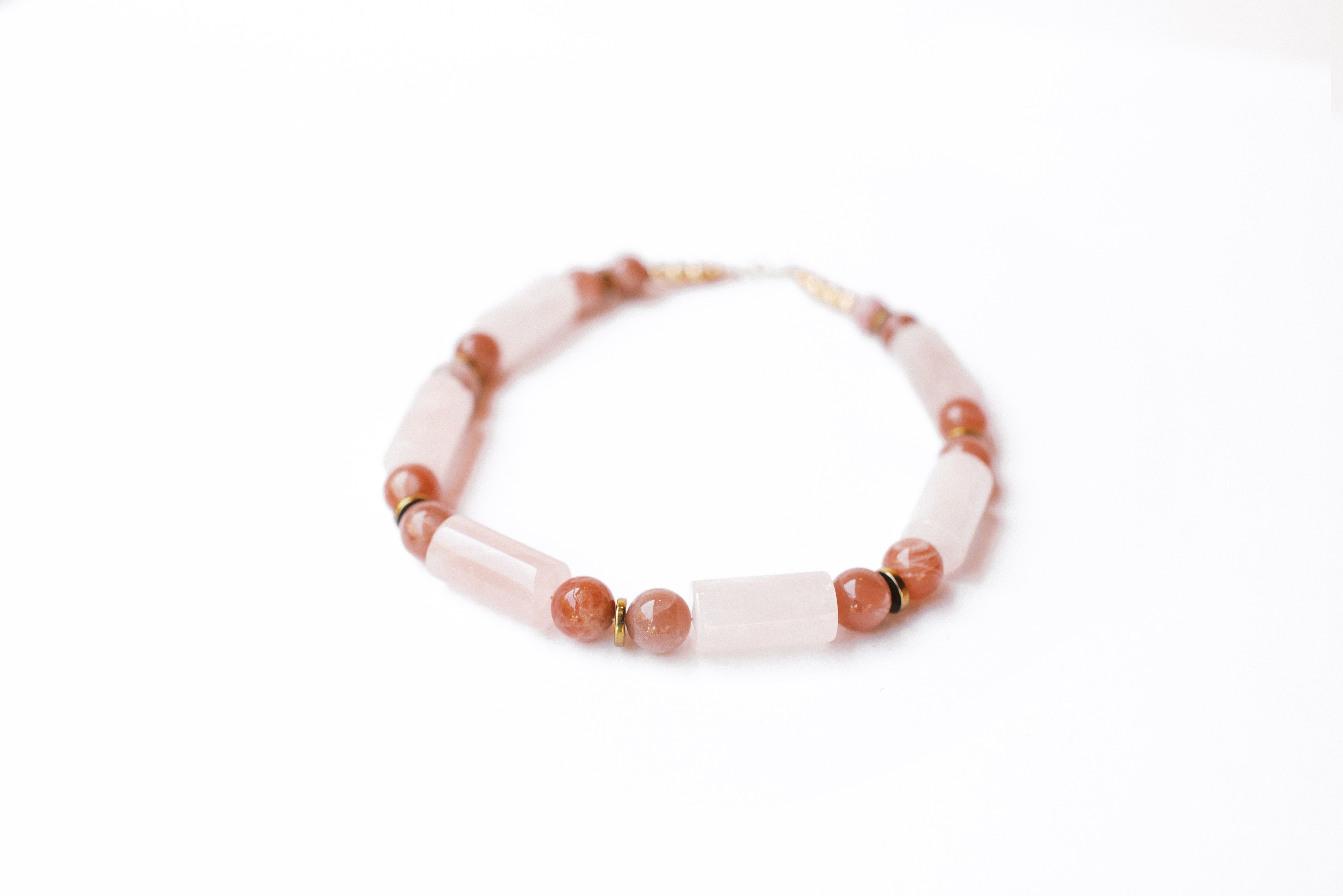 Rose Quartz and Peach Moonstone Necklace