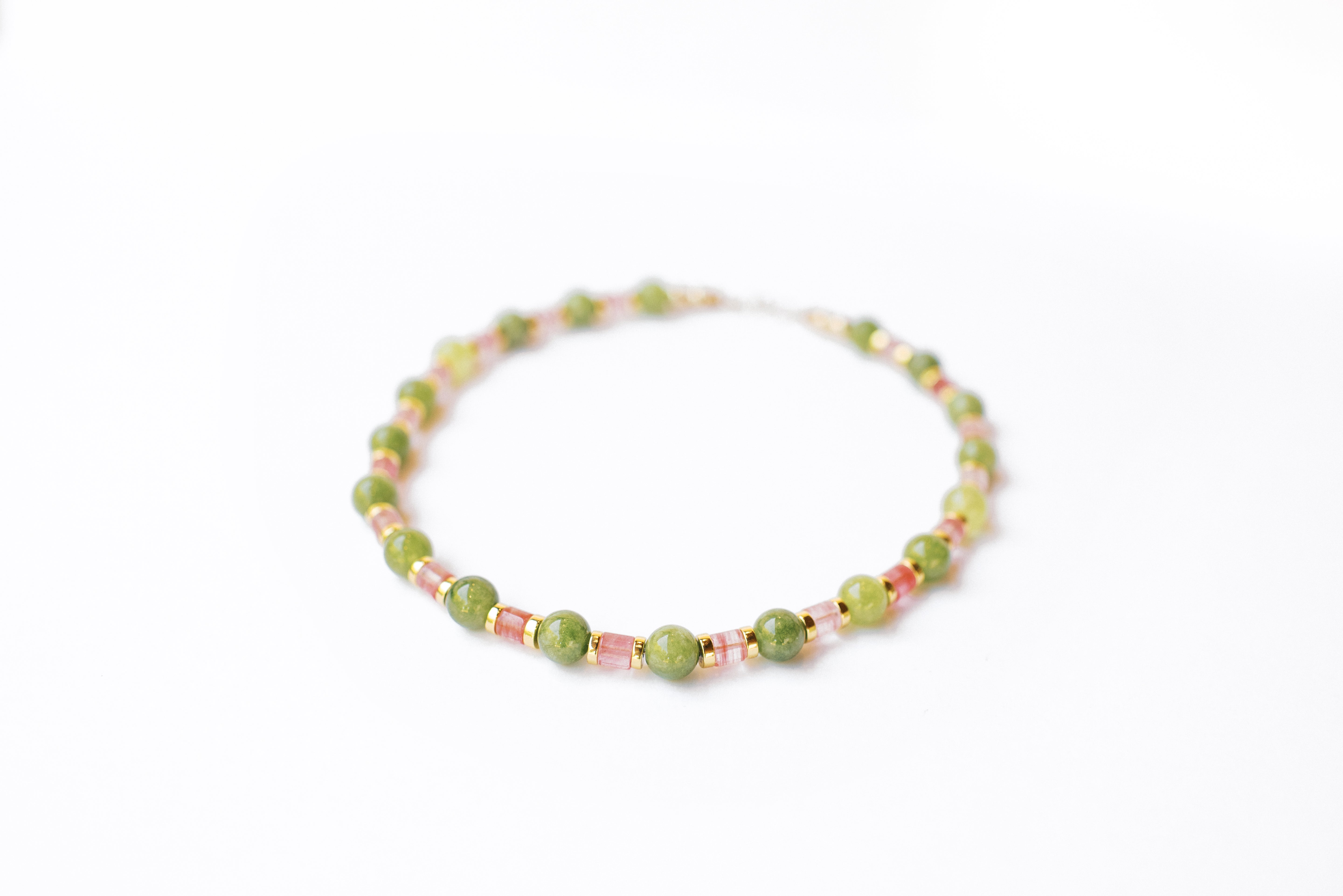 Green Peridot and Pink Agate Necklace