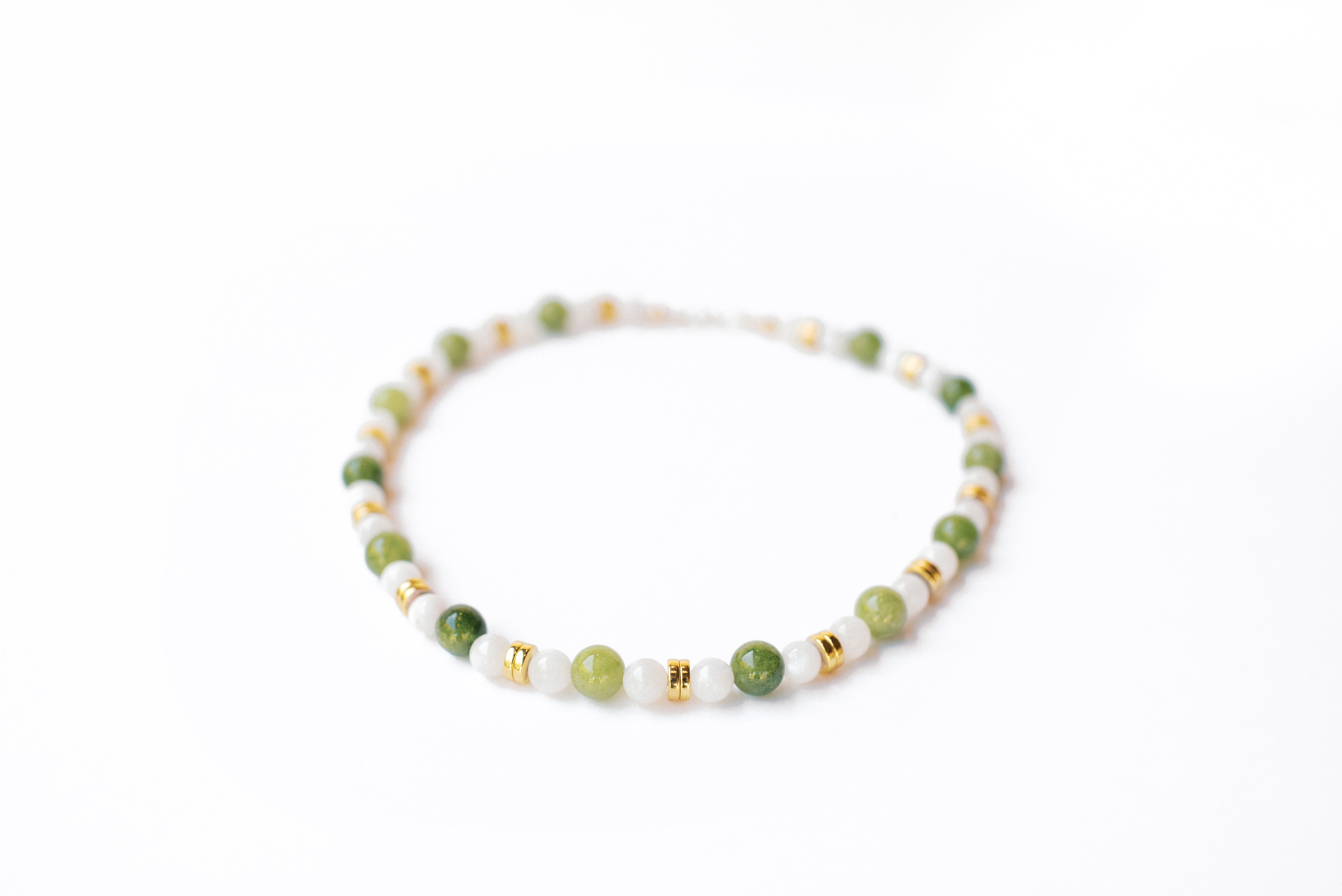 Green Peridot and White Moonstone Necklace