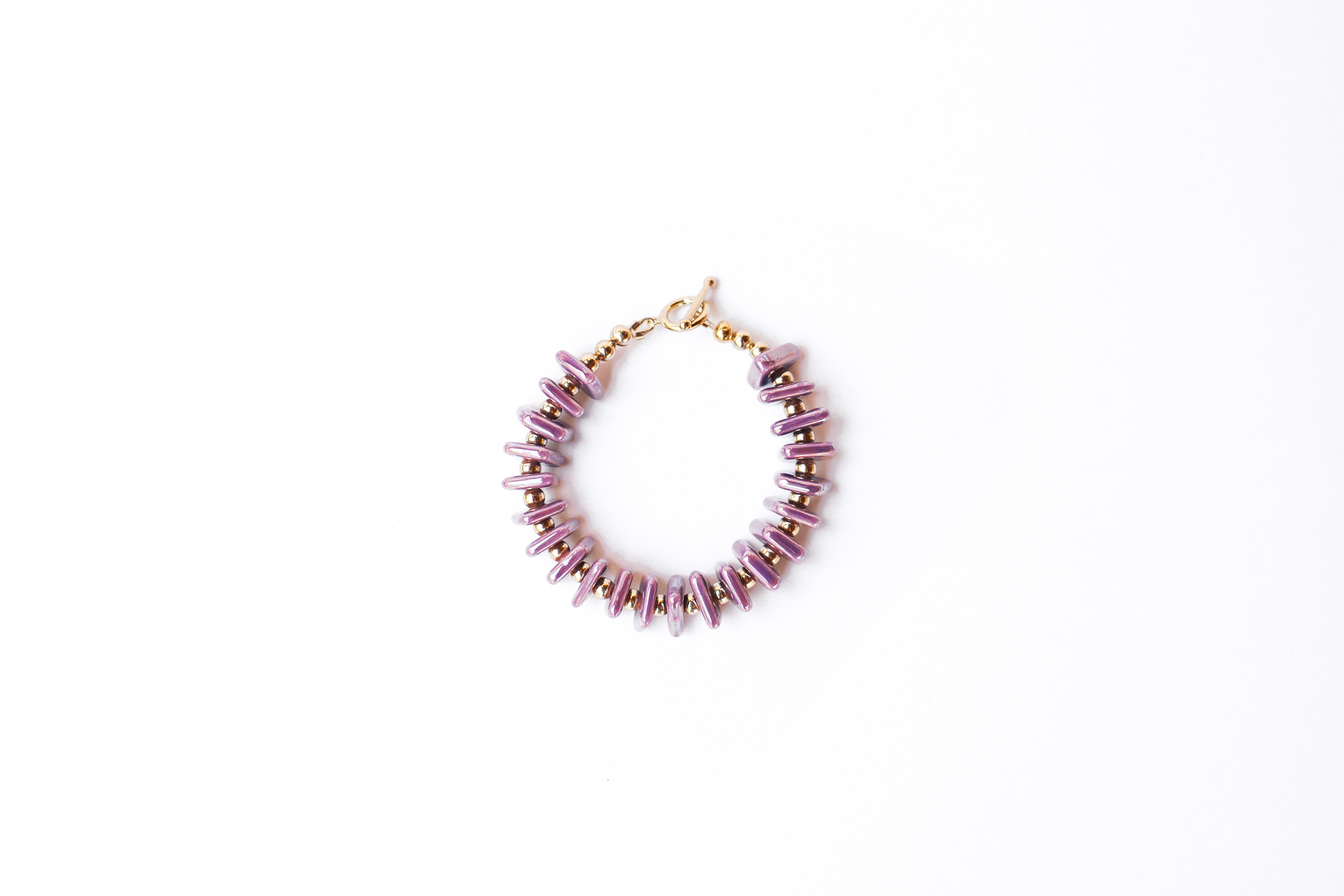 Purple Ceramic and Gold Bracelet