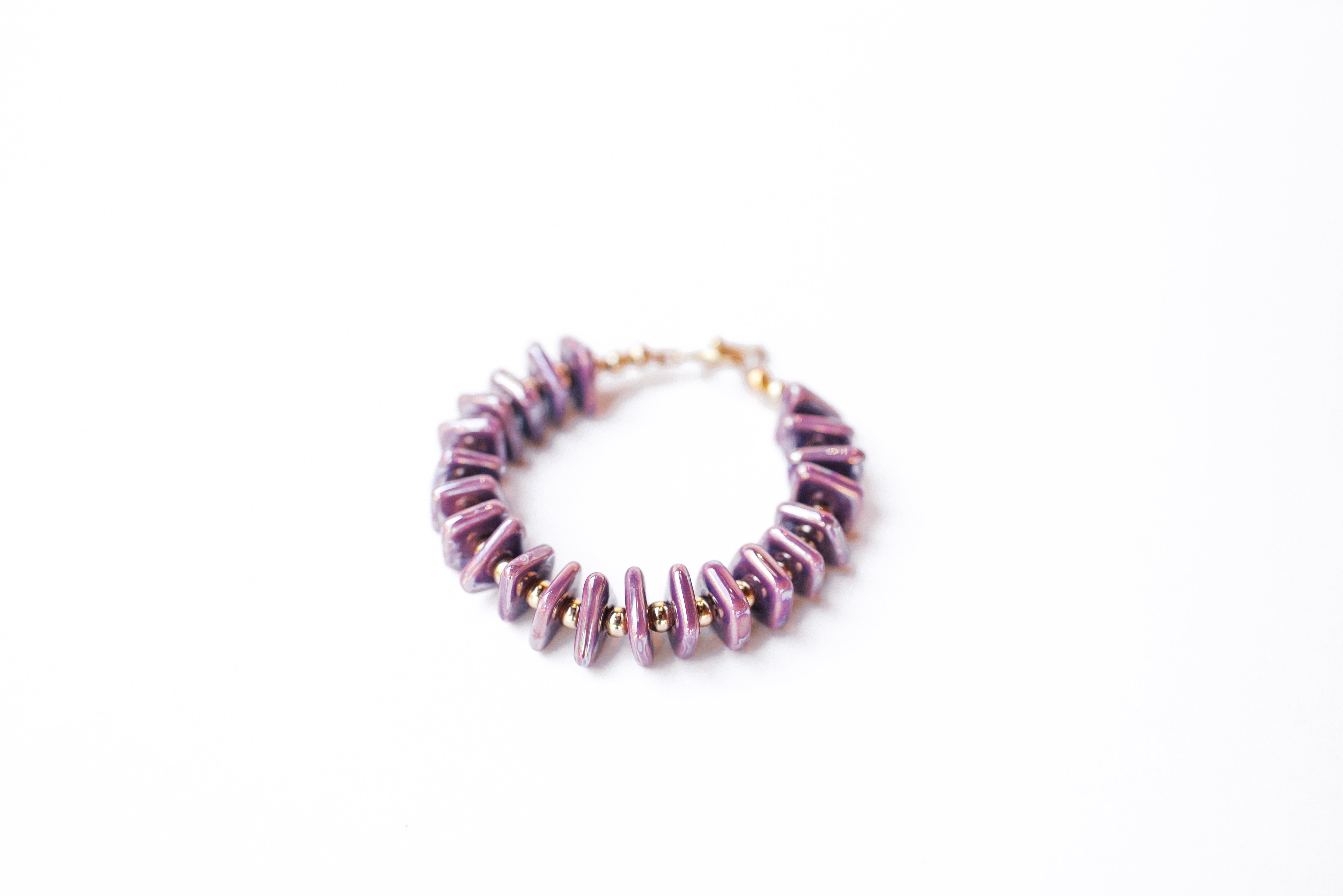 Purple Ceramic and Gold Bracelet