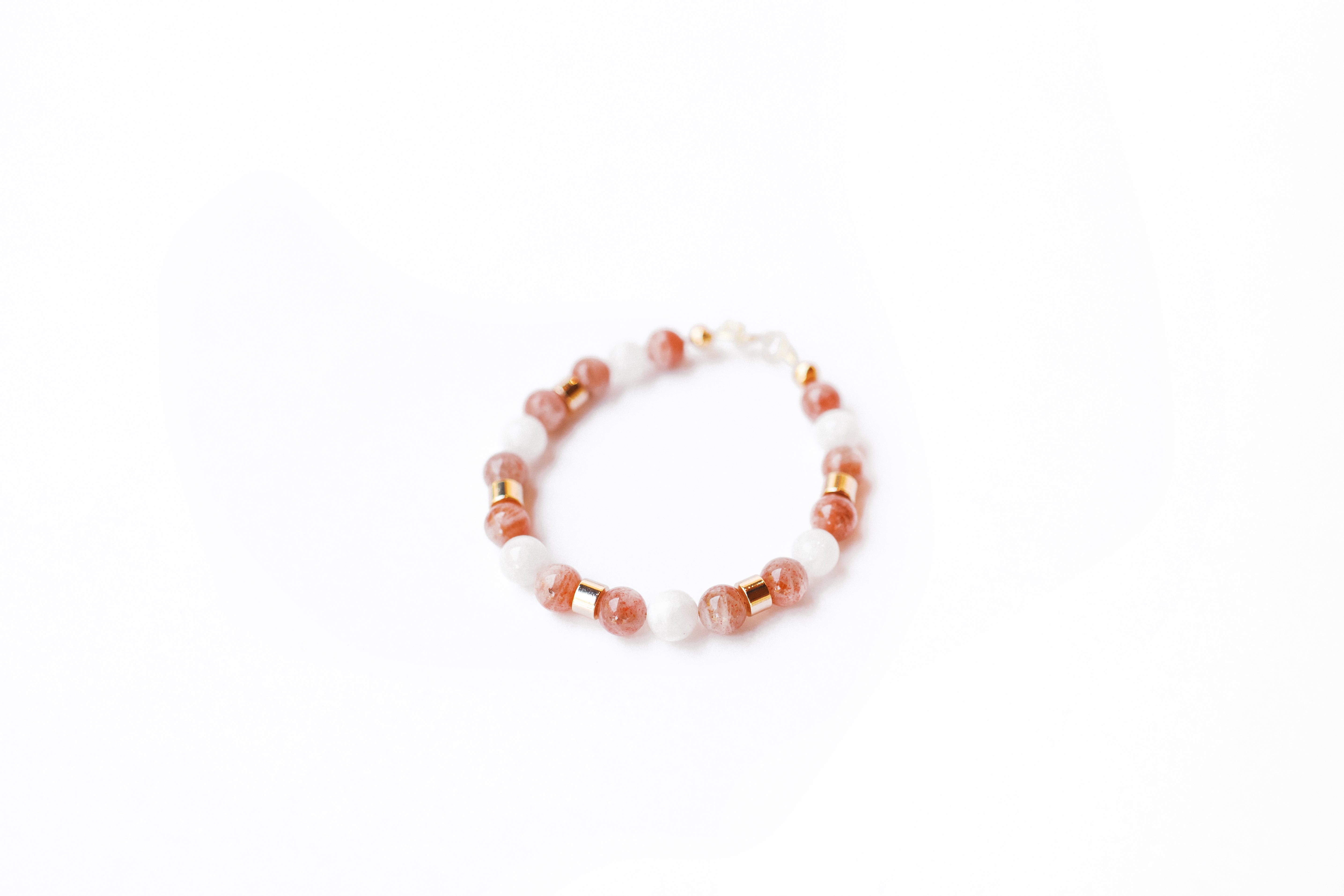 Peach and White Moonstone Bracelet