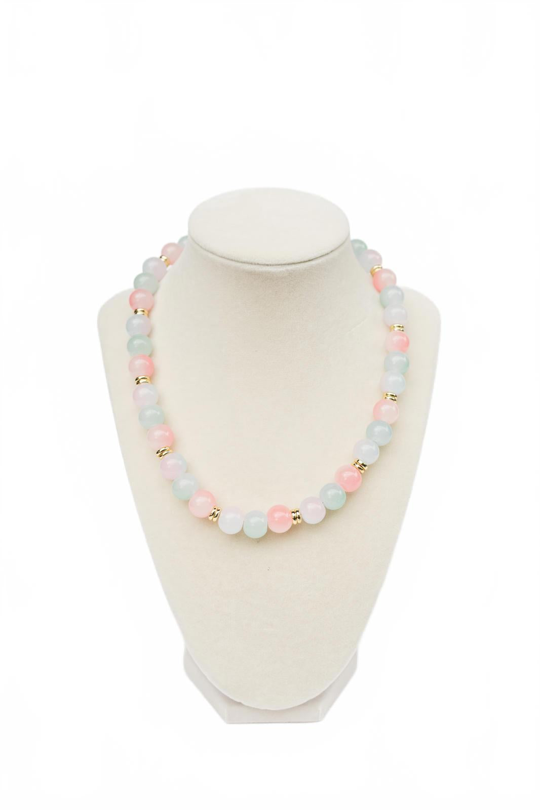 Pastel Quartz and Gold Beaded Necklace