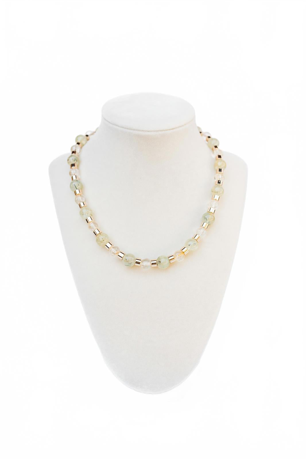 Citrine and Prehnite Beaded Necklace