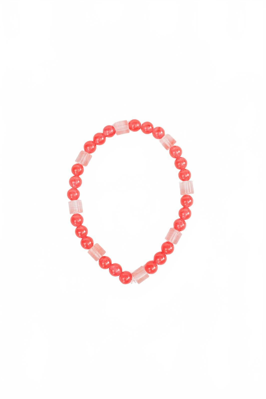 Red Agate and Rose Quartz Beaded Necklace