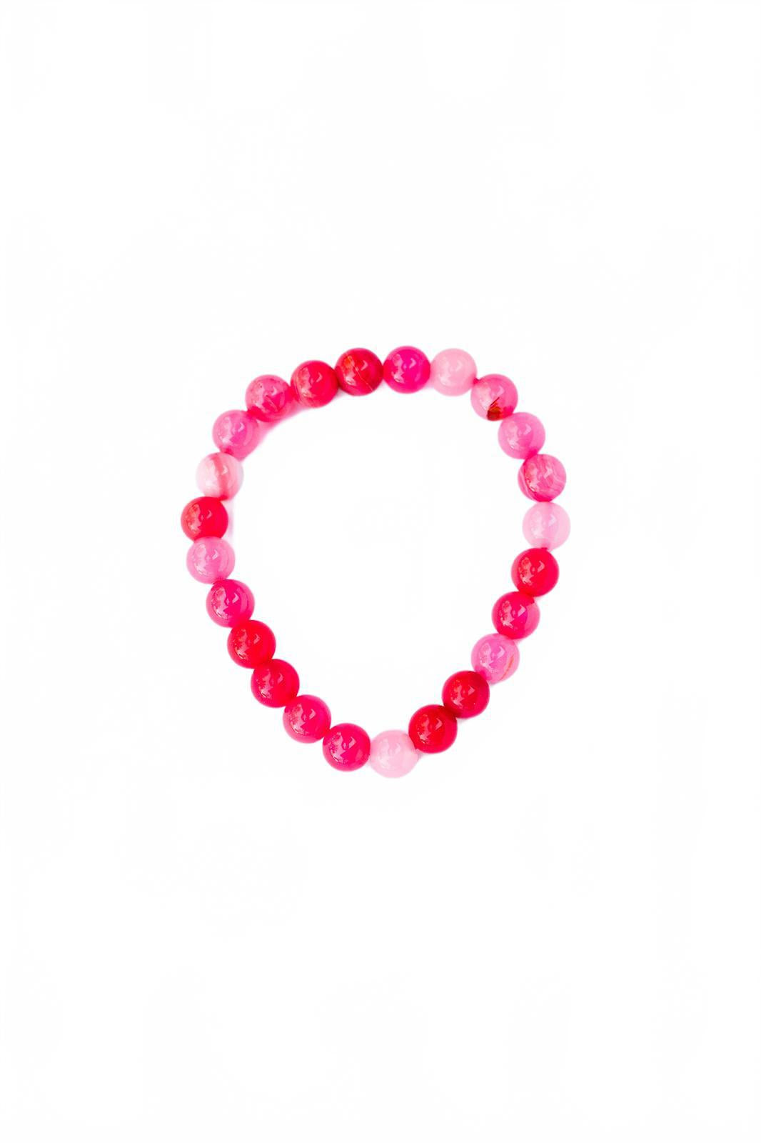 Hot Pink Jade Beaded Bracelet