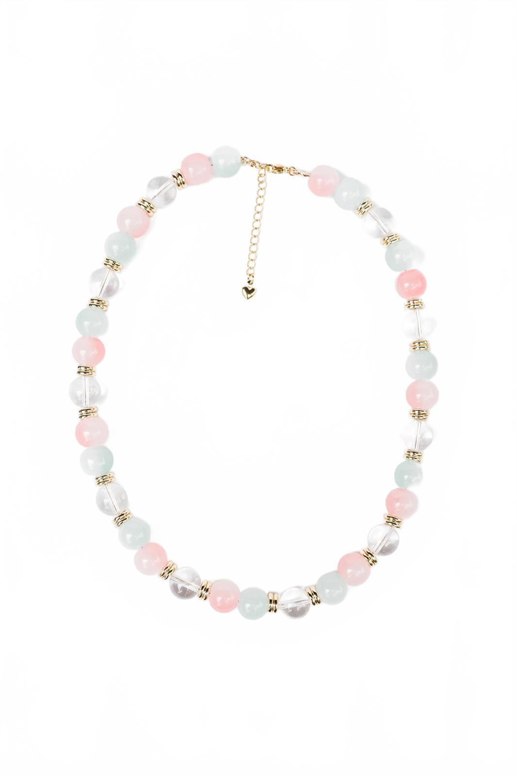 Pastel and Clear Quartz Beaded Necklace