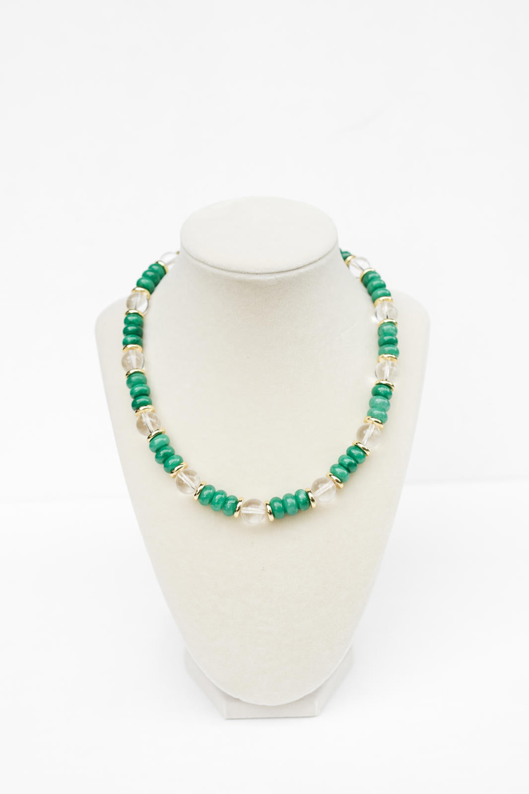 Crystal and Green Candy Quartz Beaded Necklace
