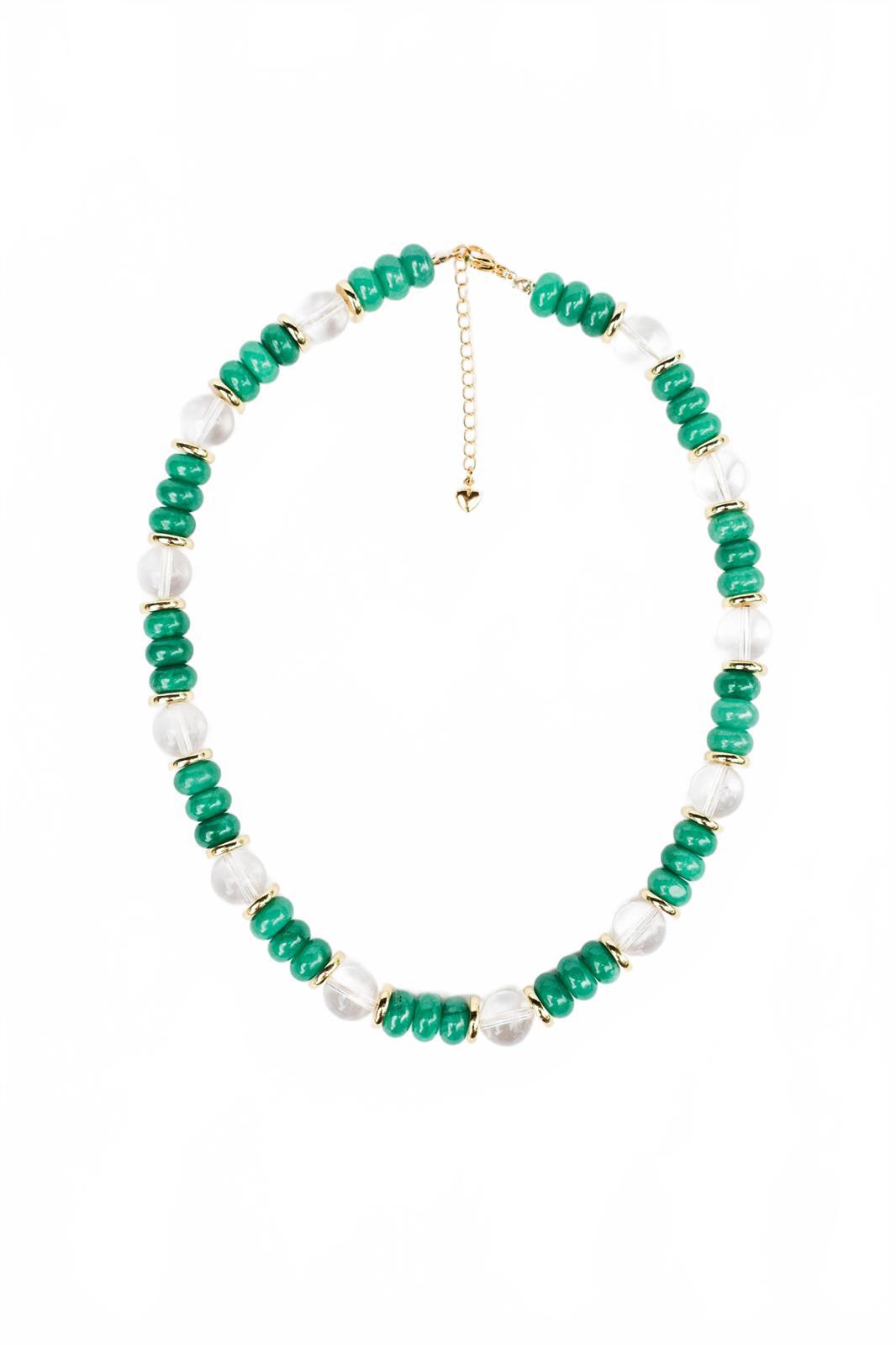 Crystal and Green Candy Quartz Beaded Necklace