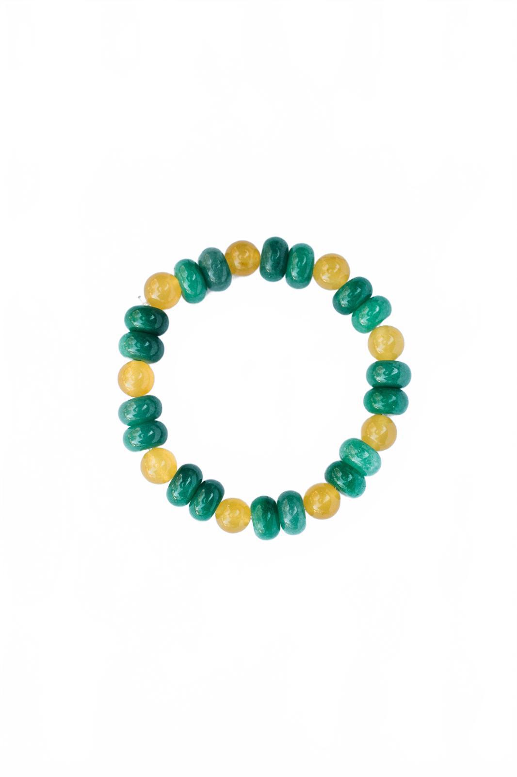 Yellow Jade and Green Candy Quartz Beaded Bracelet