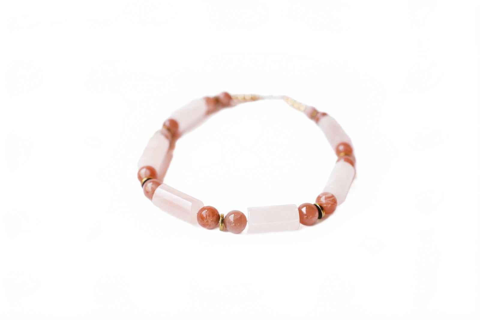 Rose Quartz and Peach Moonstone Necklace