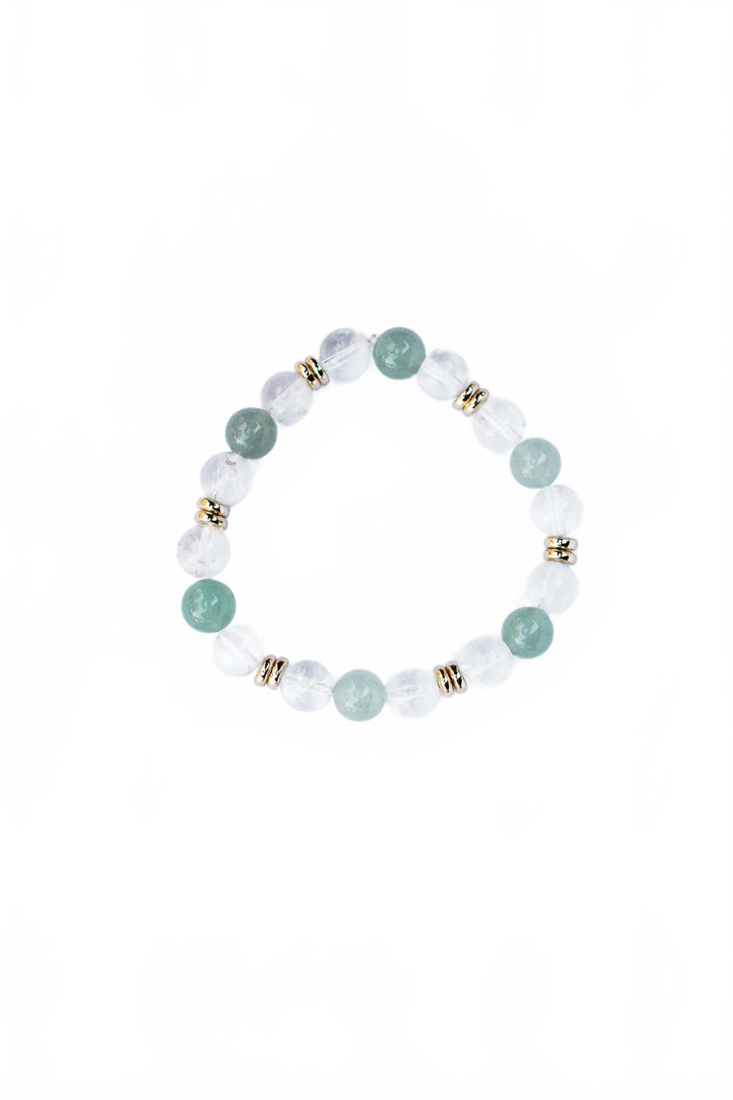 Crystal Quartz and Turquoise Jade Beaded Bracelet