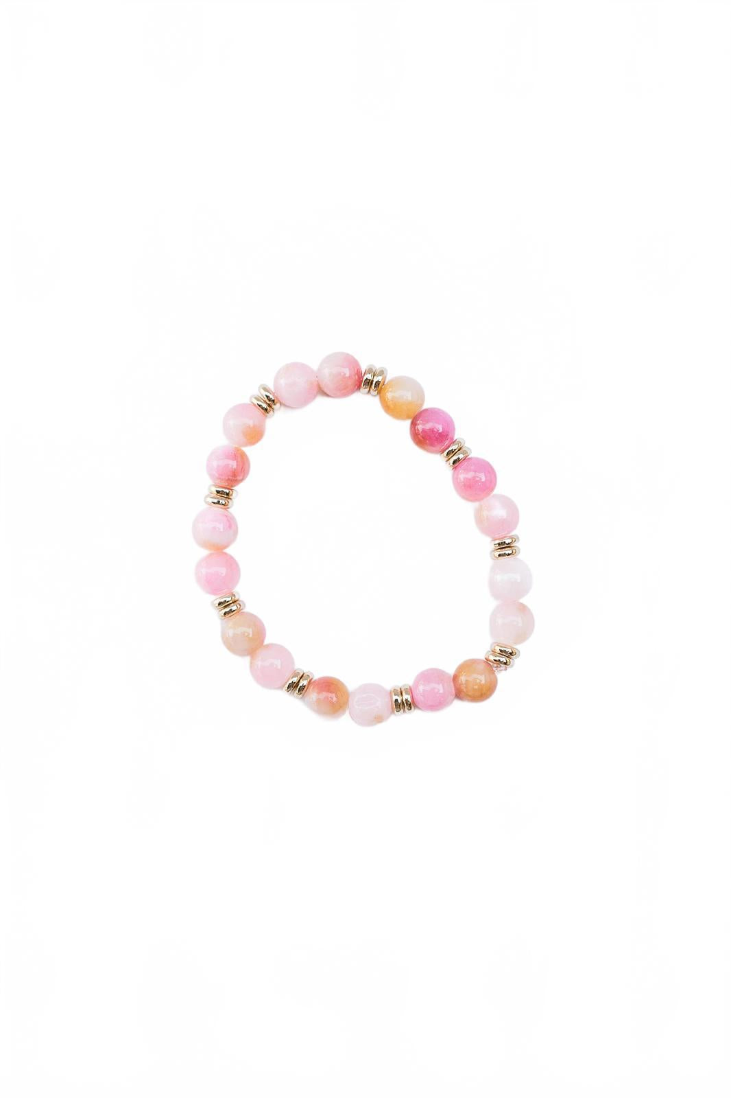 Pink and Gold Quartz Beaded Bracelet