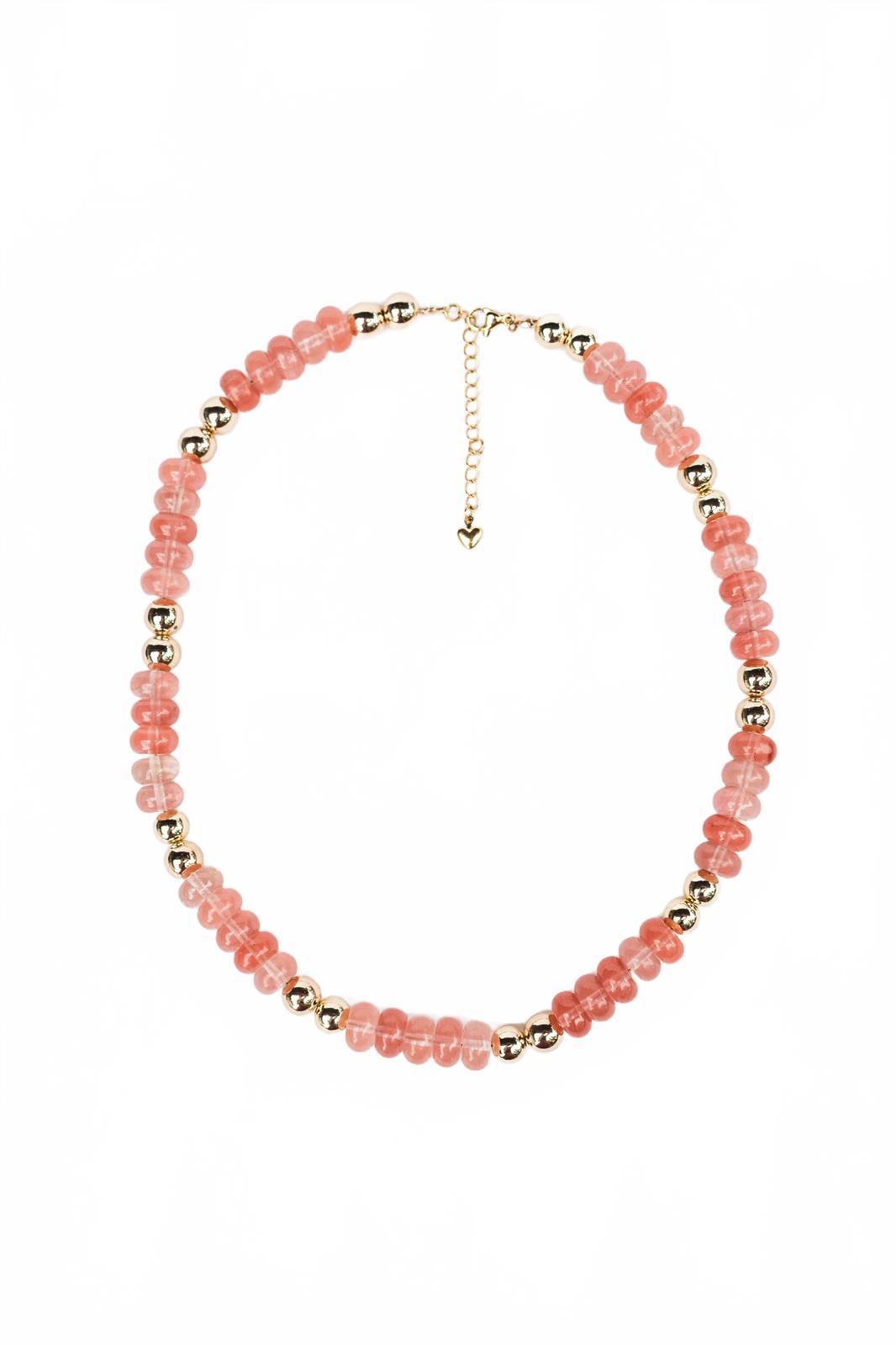 Rose Quartz and Gold Beaded Candy Necklace