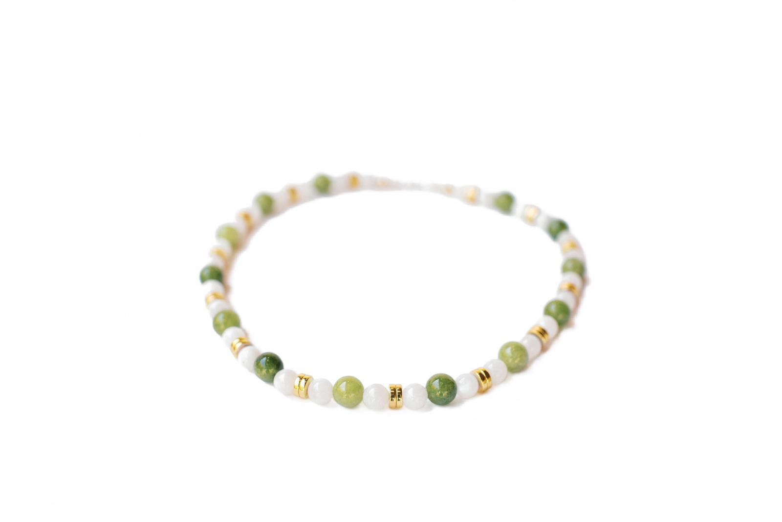 Green Peridot and White Moonstone Necklace