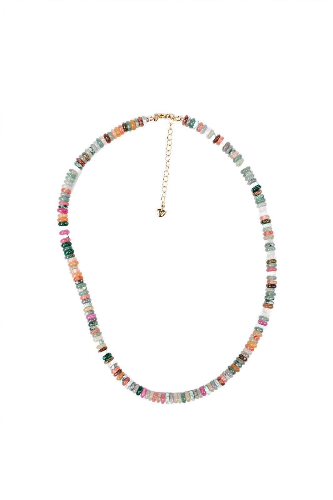 Mixed Color Jade and Jasper Candy Rondelle Beaded Necklace
