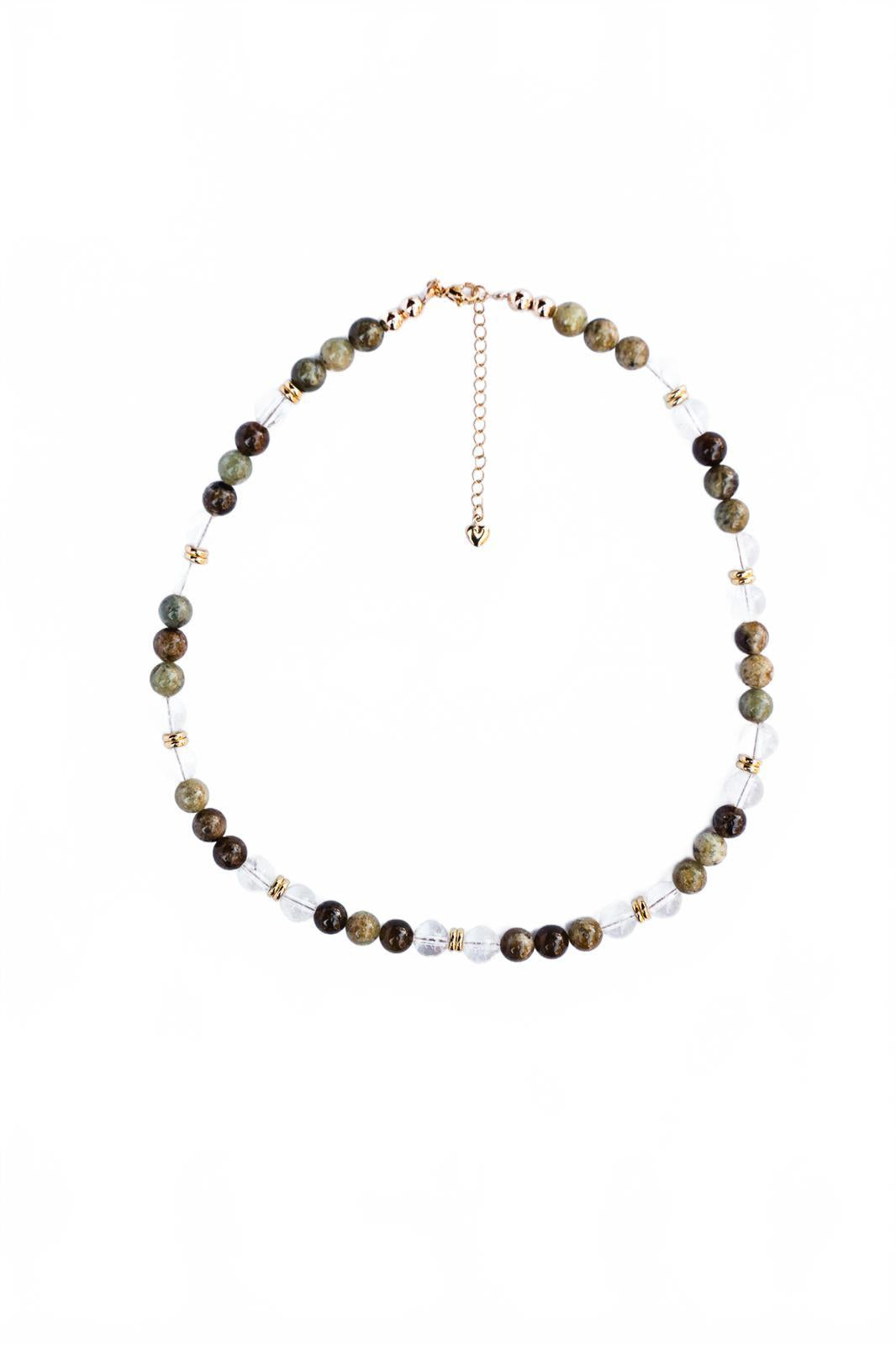 Garnet and Crystal Quartz Beaded Necklace